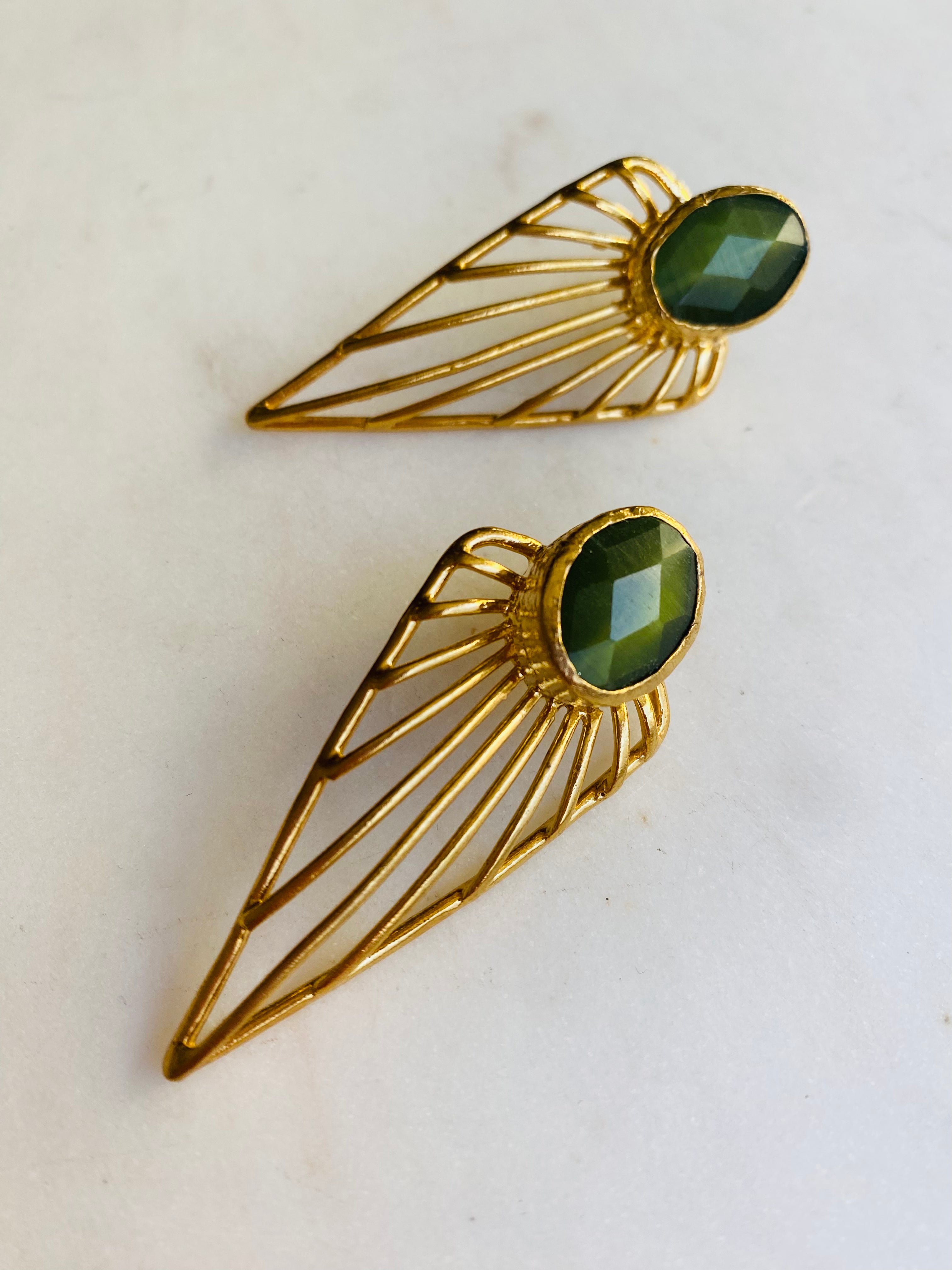 labradorite geometric style earrings