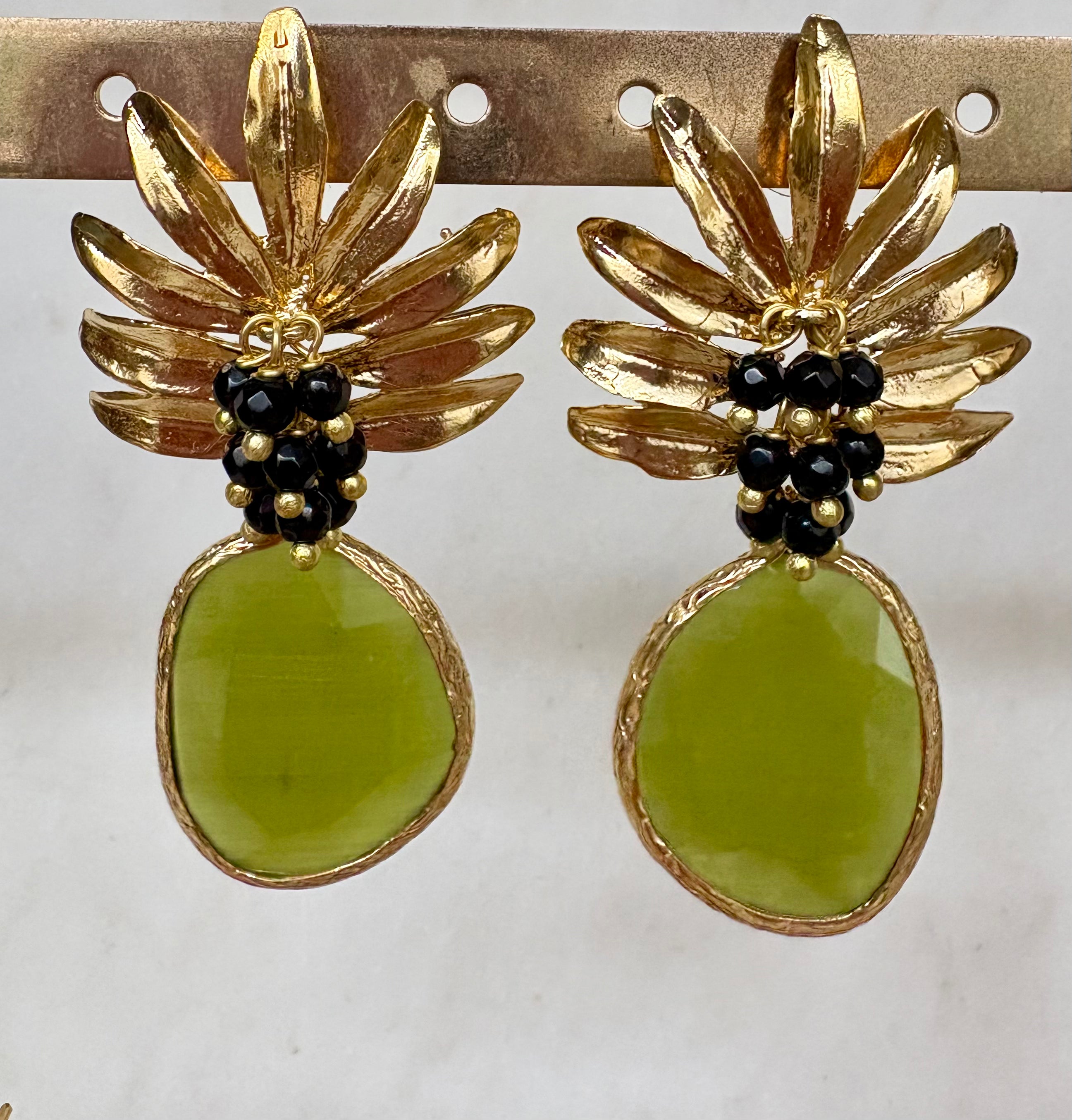 Tropical Pineapple Dangle Earrings in gold
