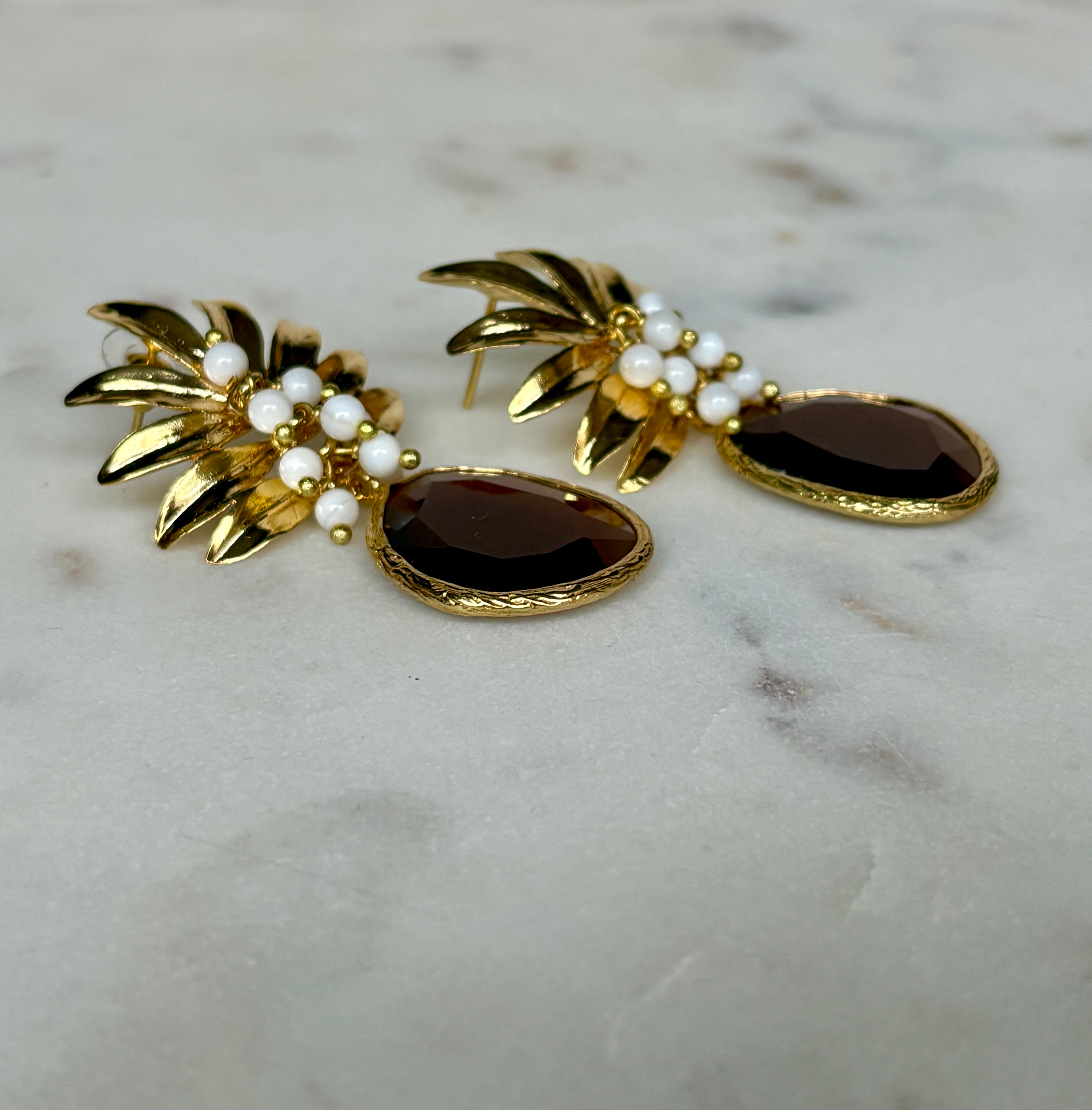 Gold Pineapple Statement Earrings