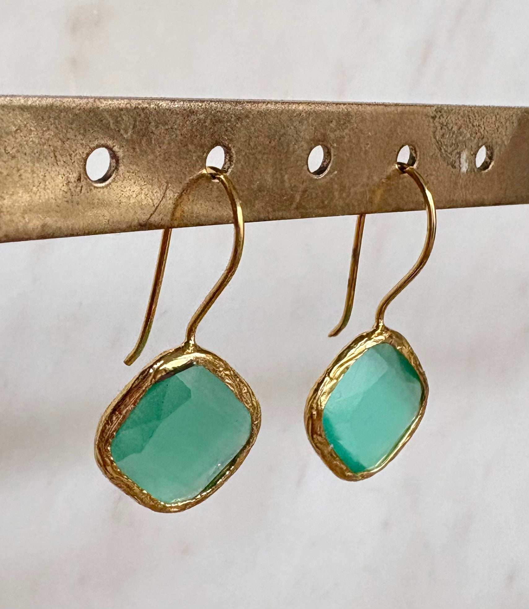 turquoise green gemstone drop earrings