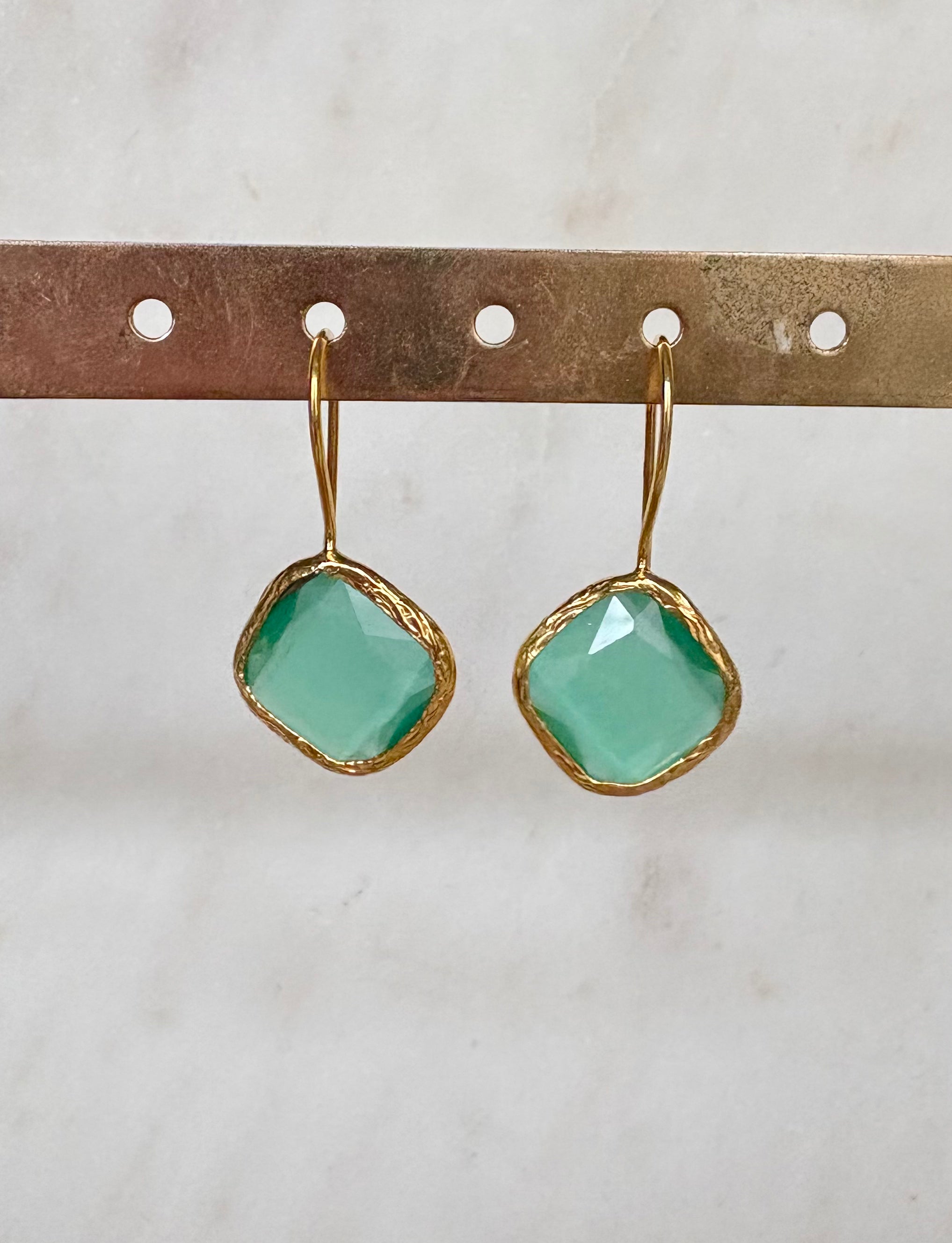 turquoise green gemstone drop earrings