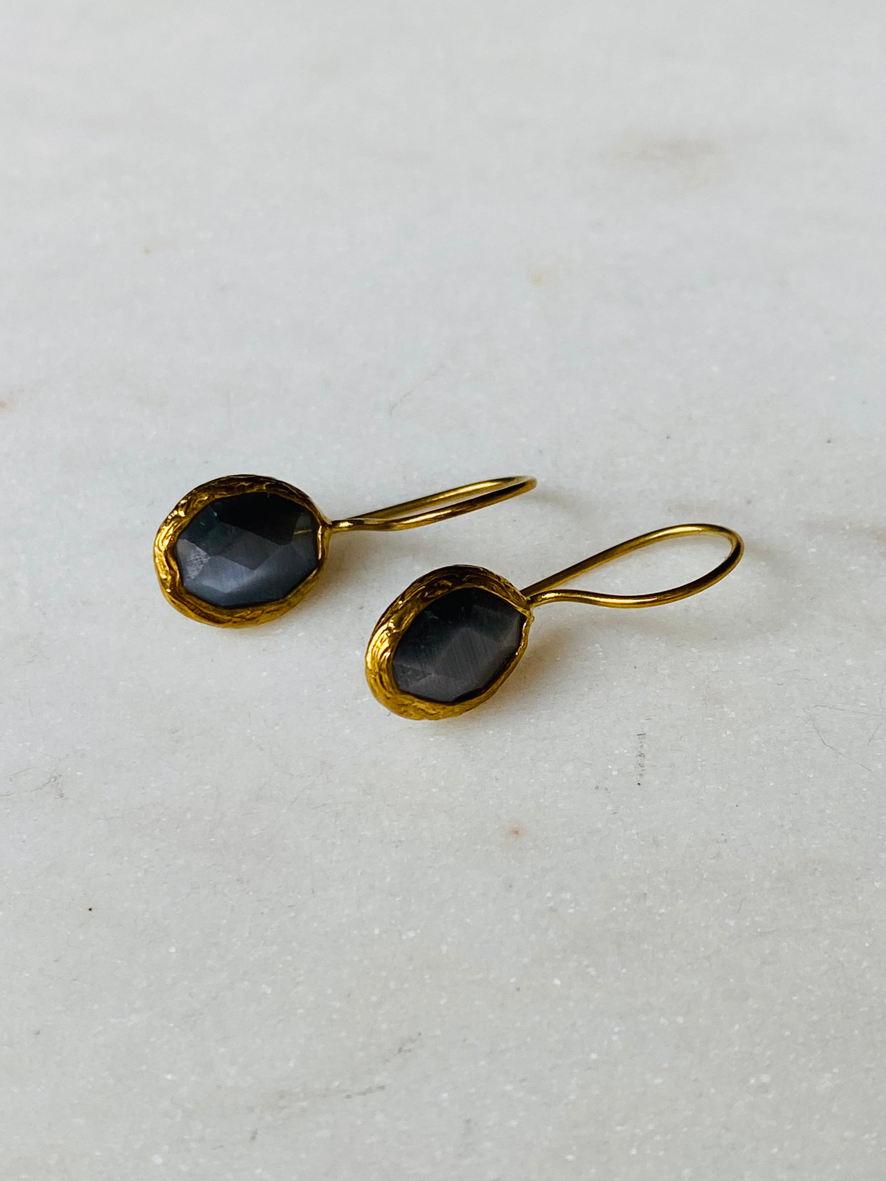 grey gemstone drop earrings