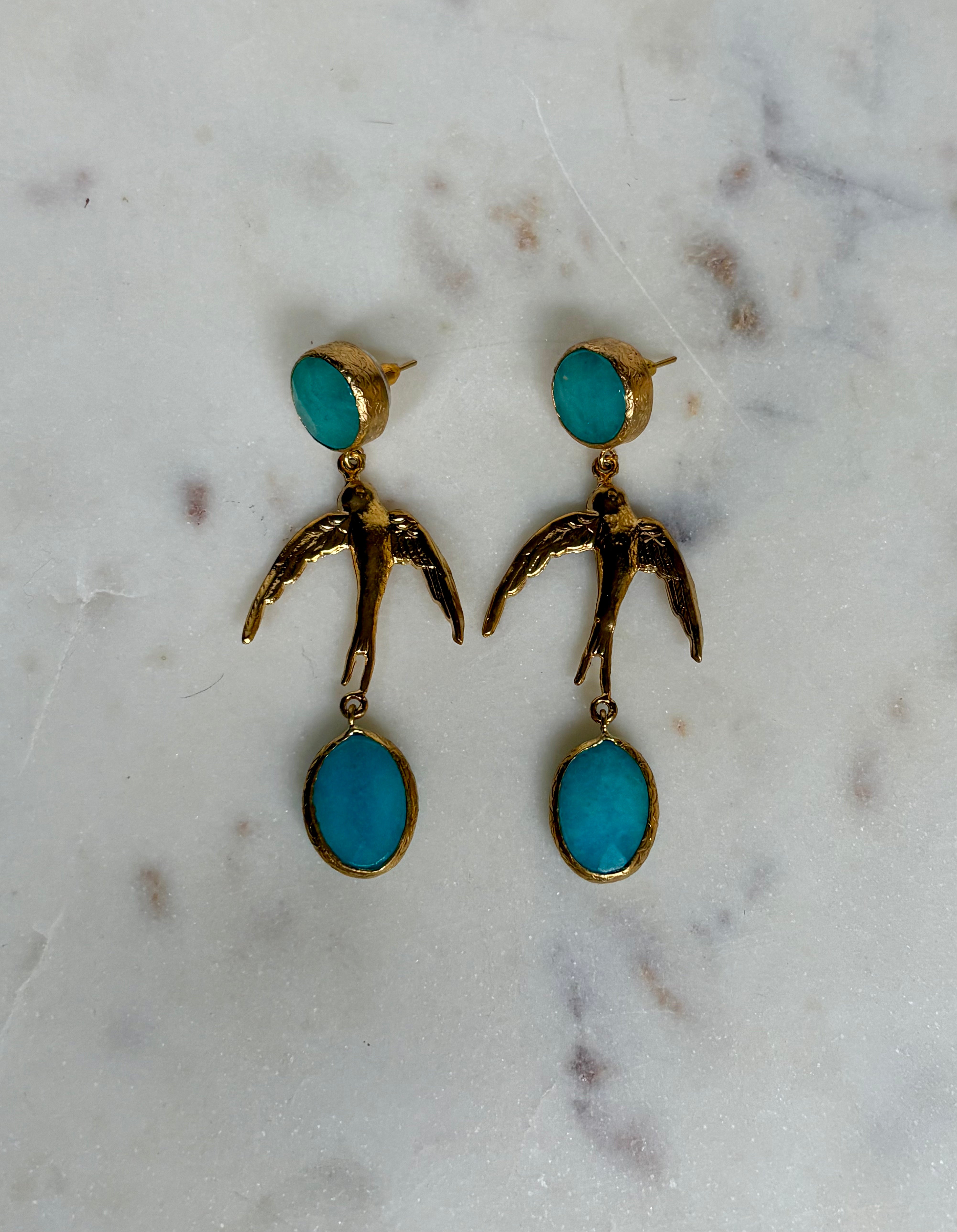 turquoise bird earrings