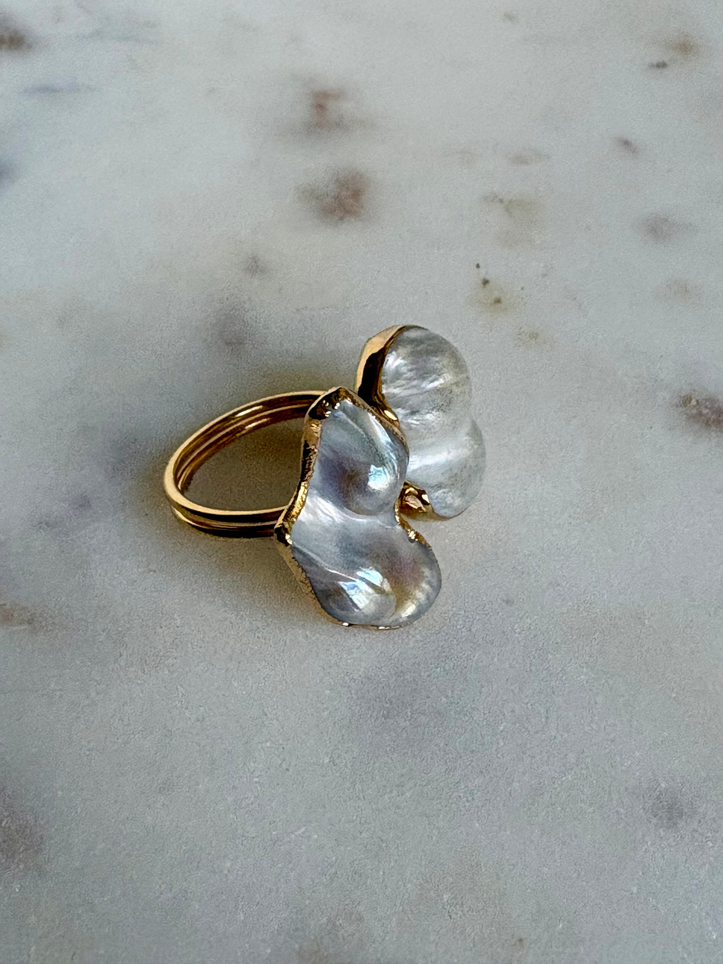 Lune double Pearl Ring