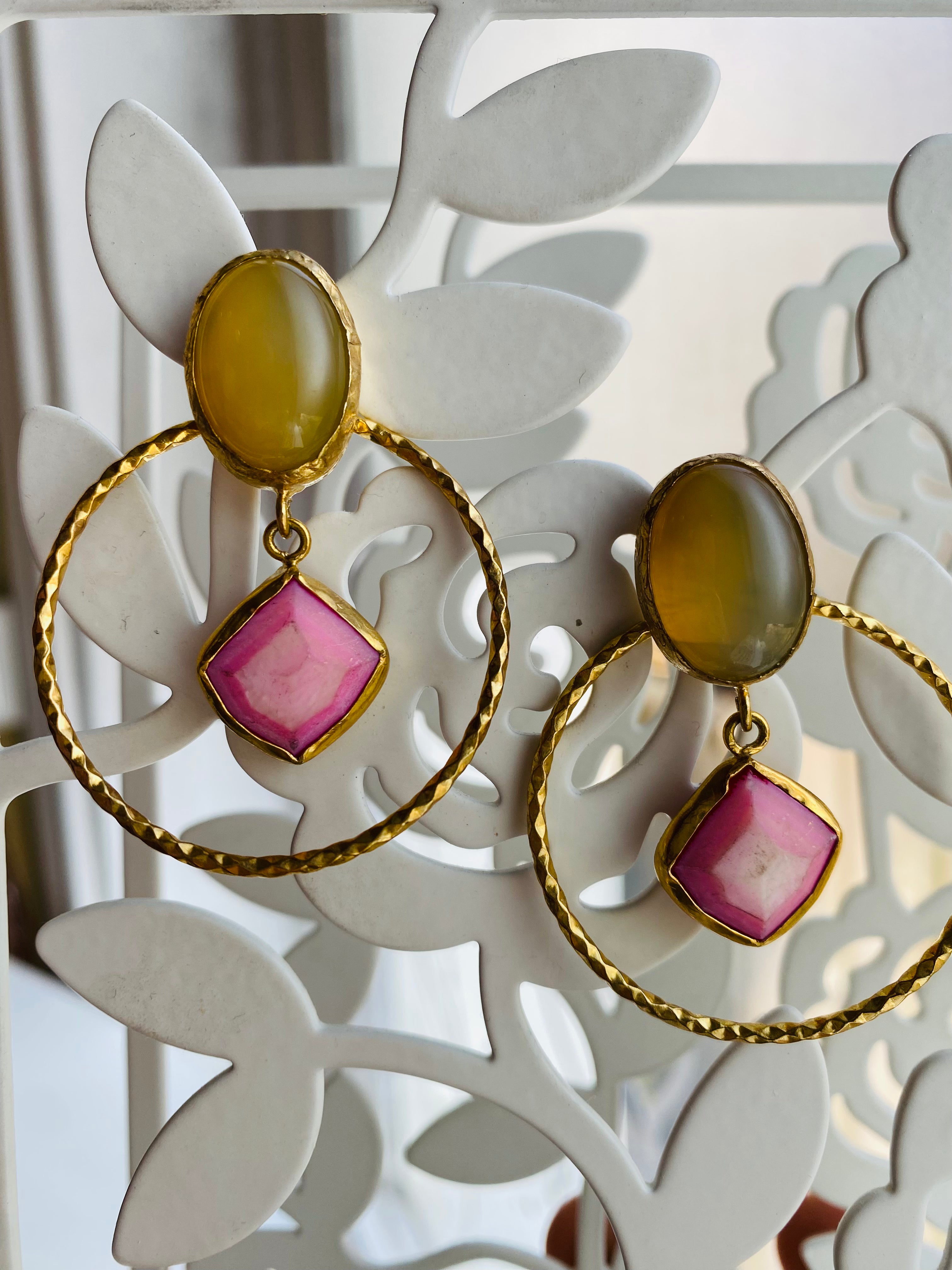 gemstone hoop earrings