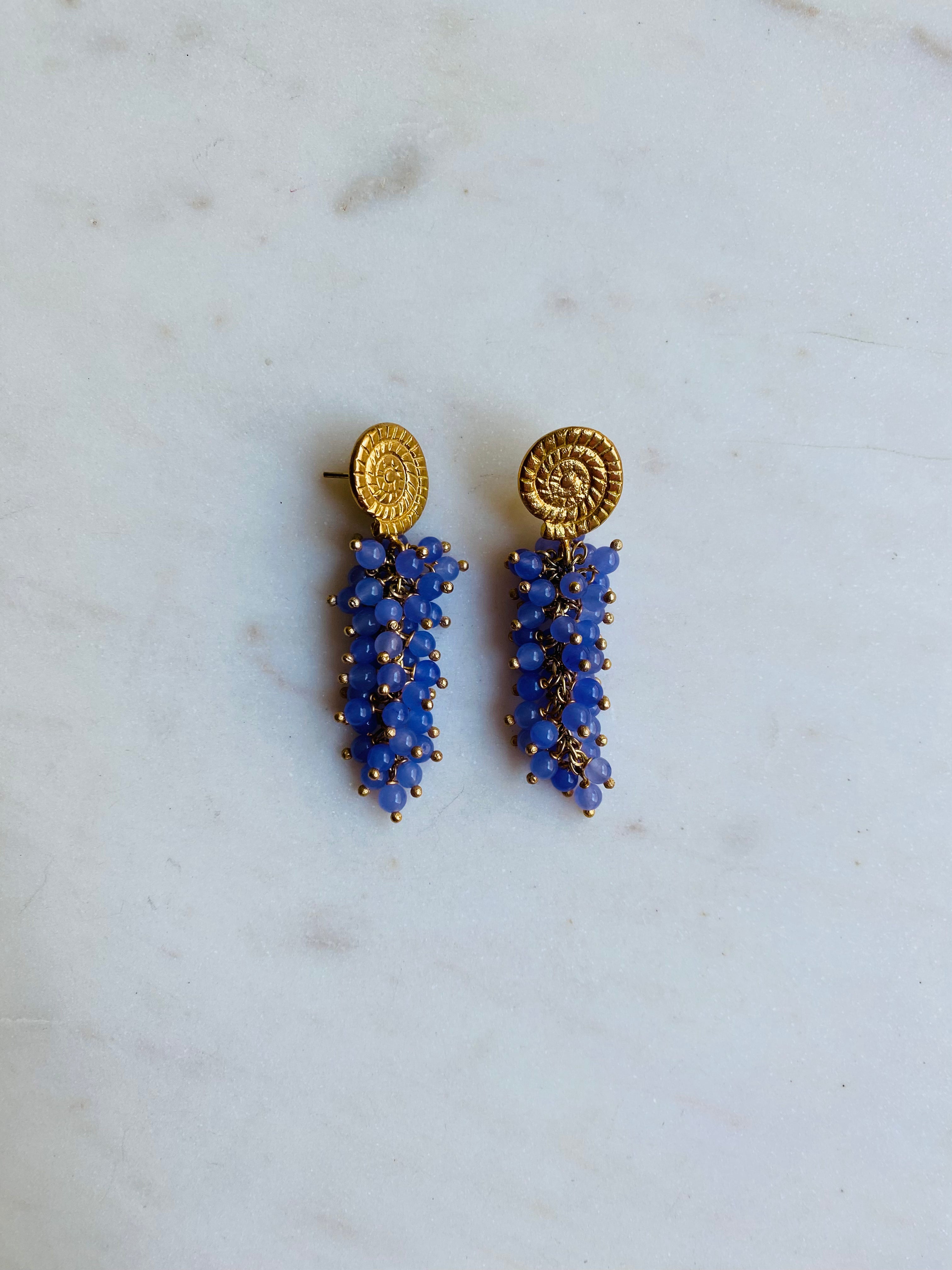gold stud lilac 'grape' earrings