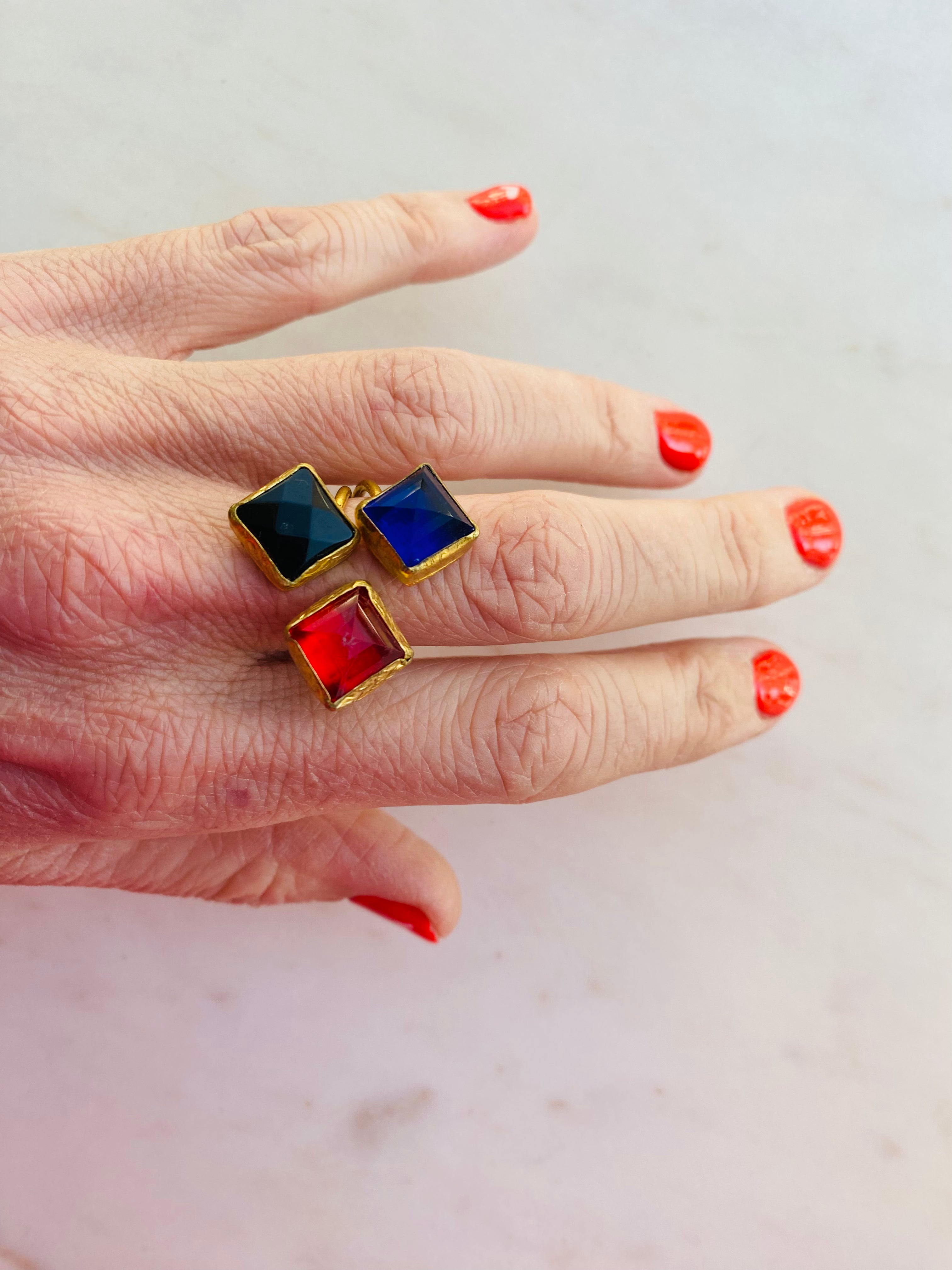 contrast colorful statement ring