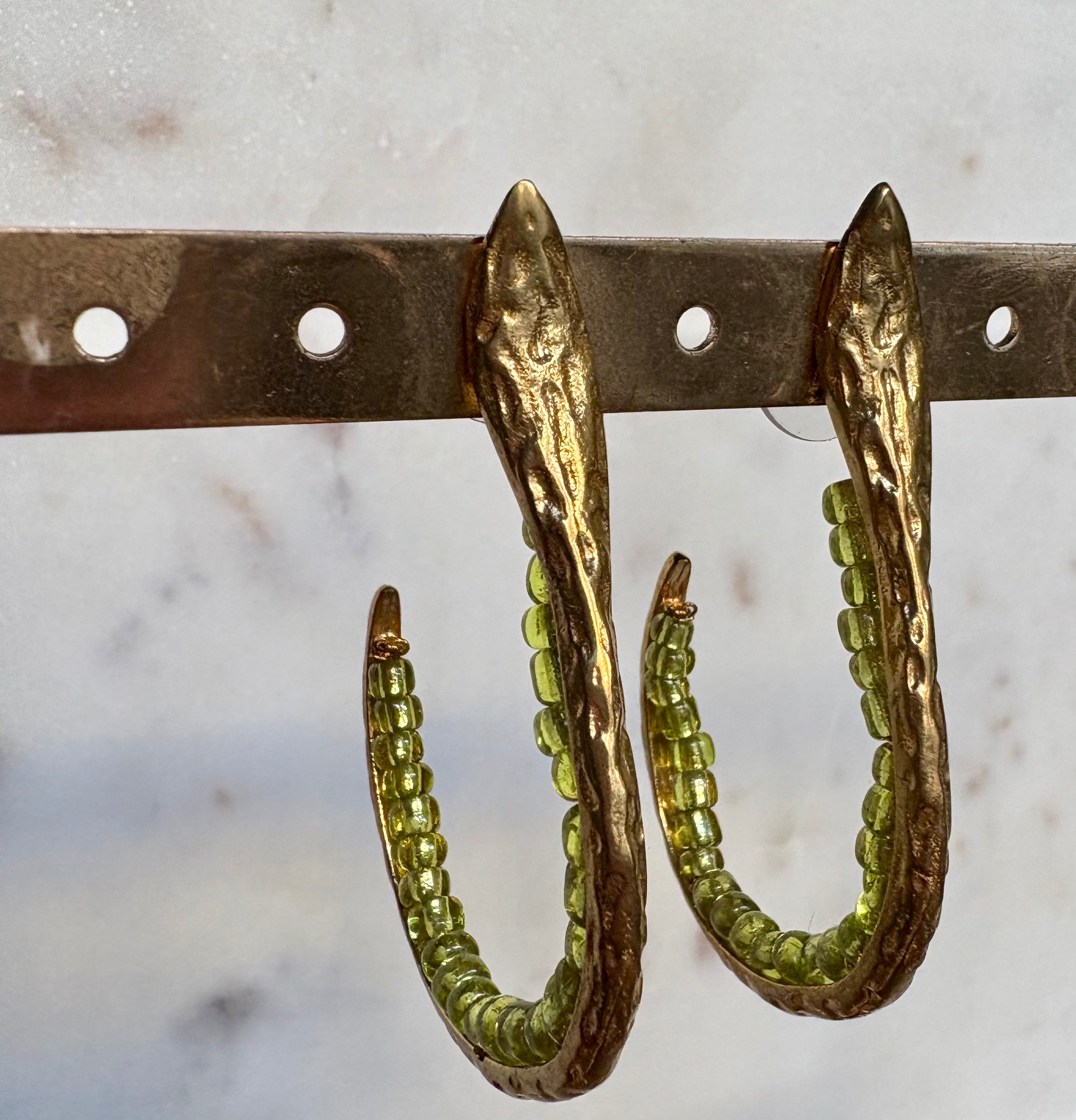 snake design bead hoop earrings