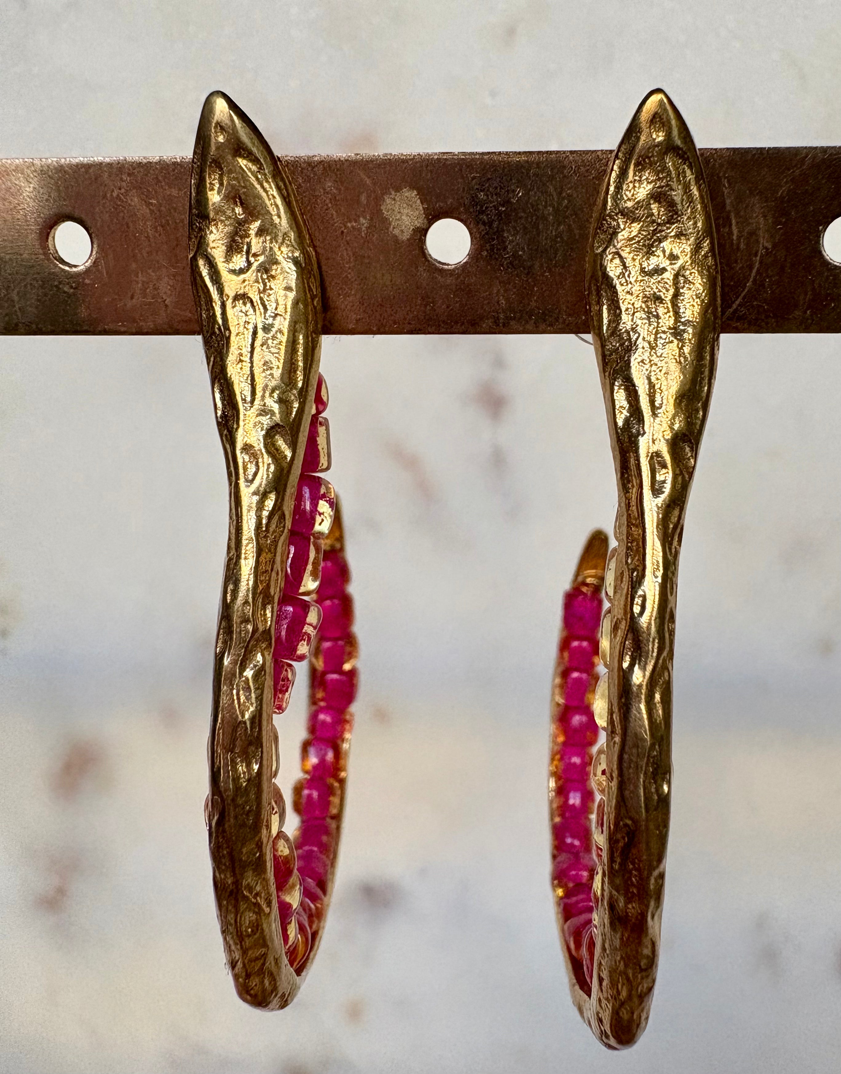 snake design bead hoop earrings