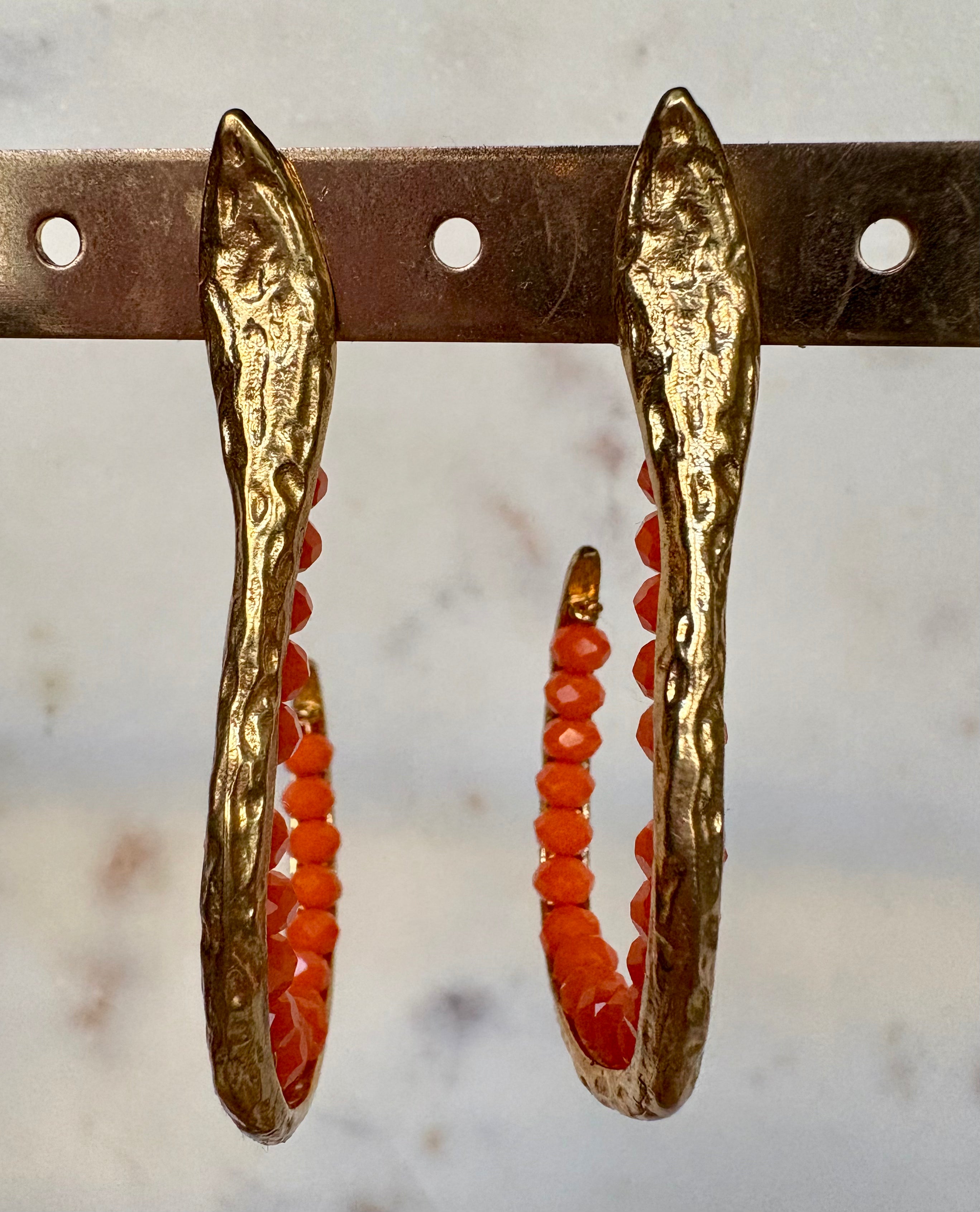 snake design bead hoop earrings