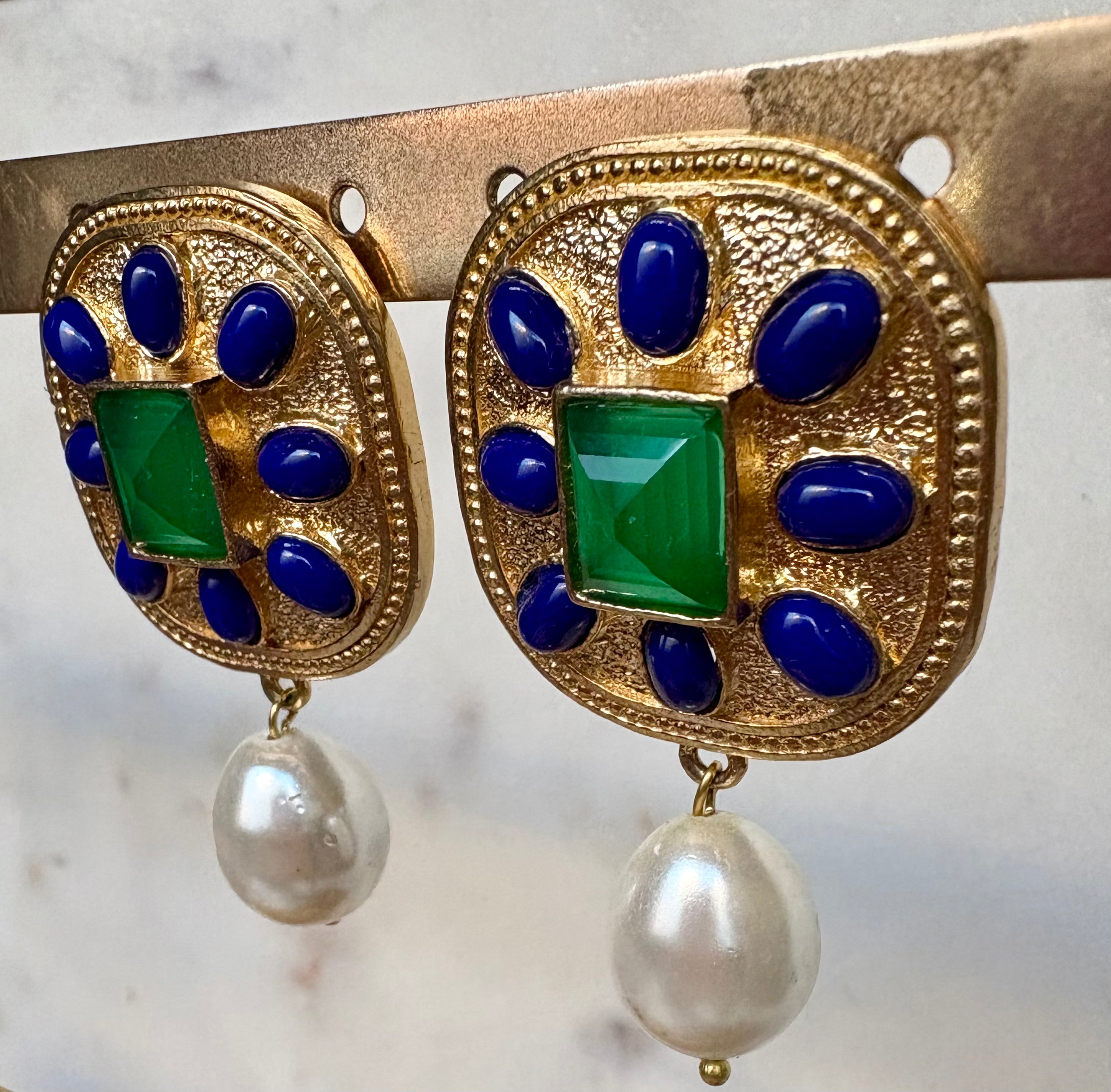 ornament pearl drop earrings