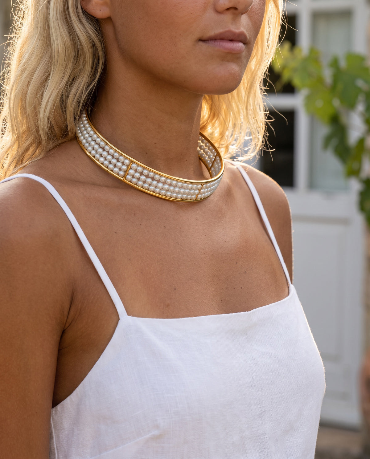 chunky pearl choker necklace