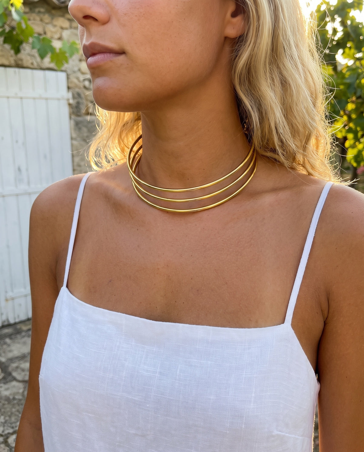 gold layered choker