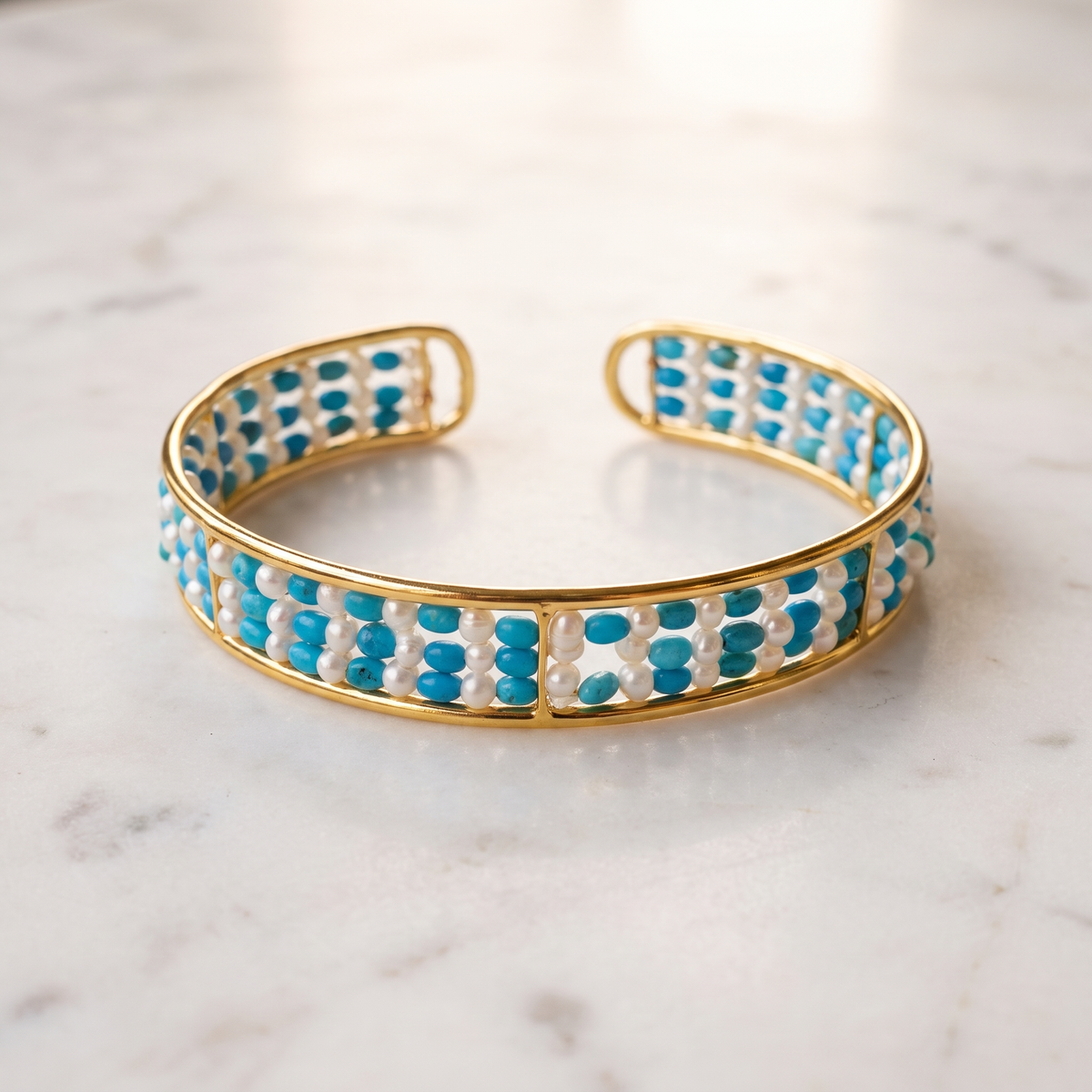 pearl & turquoise choker