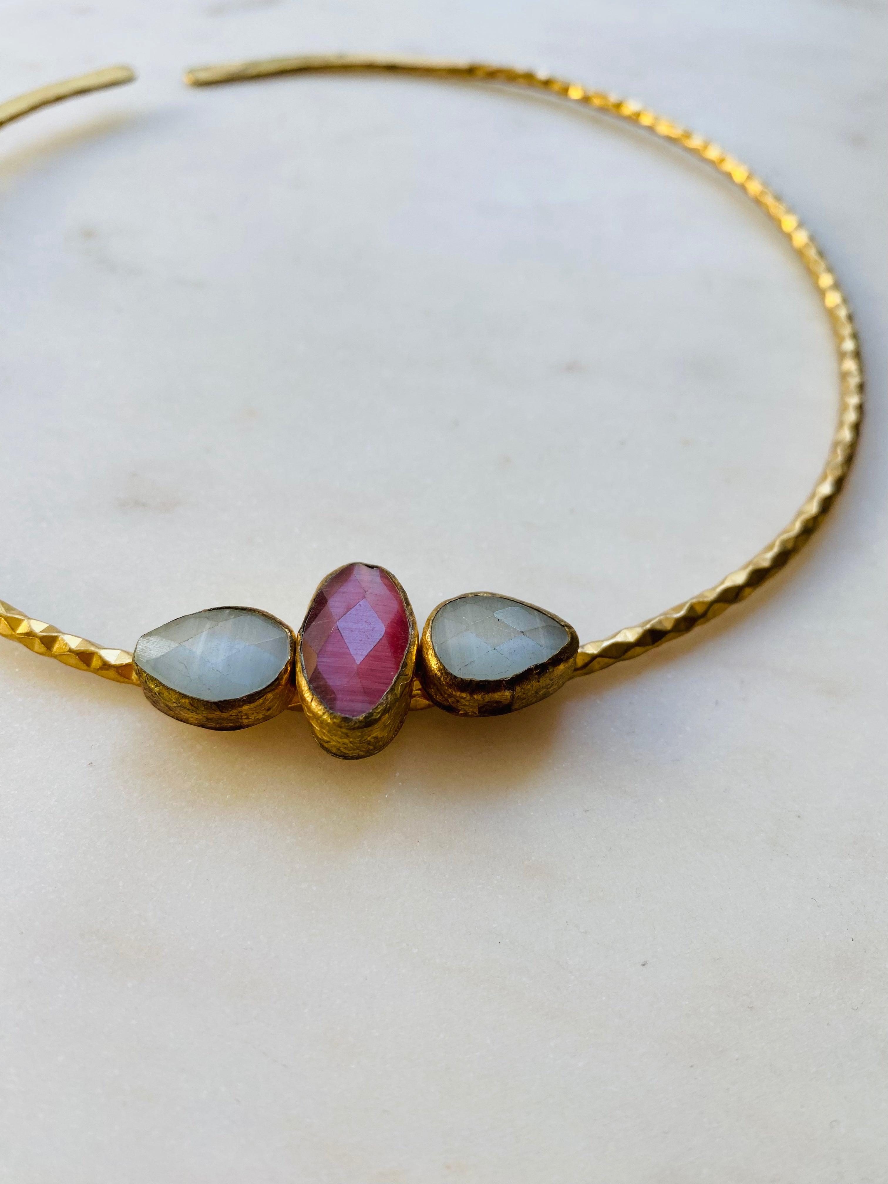 pink white gemstone necklace