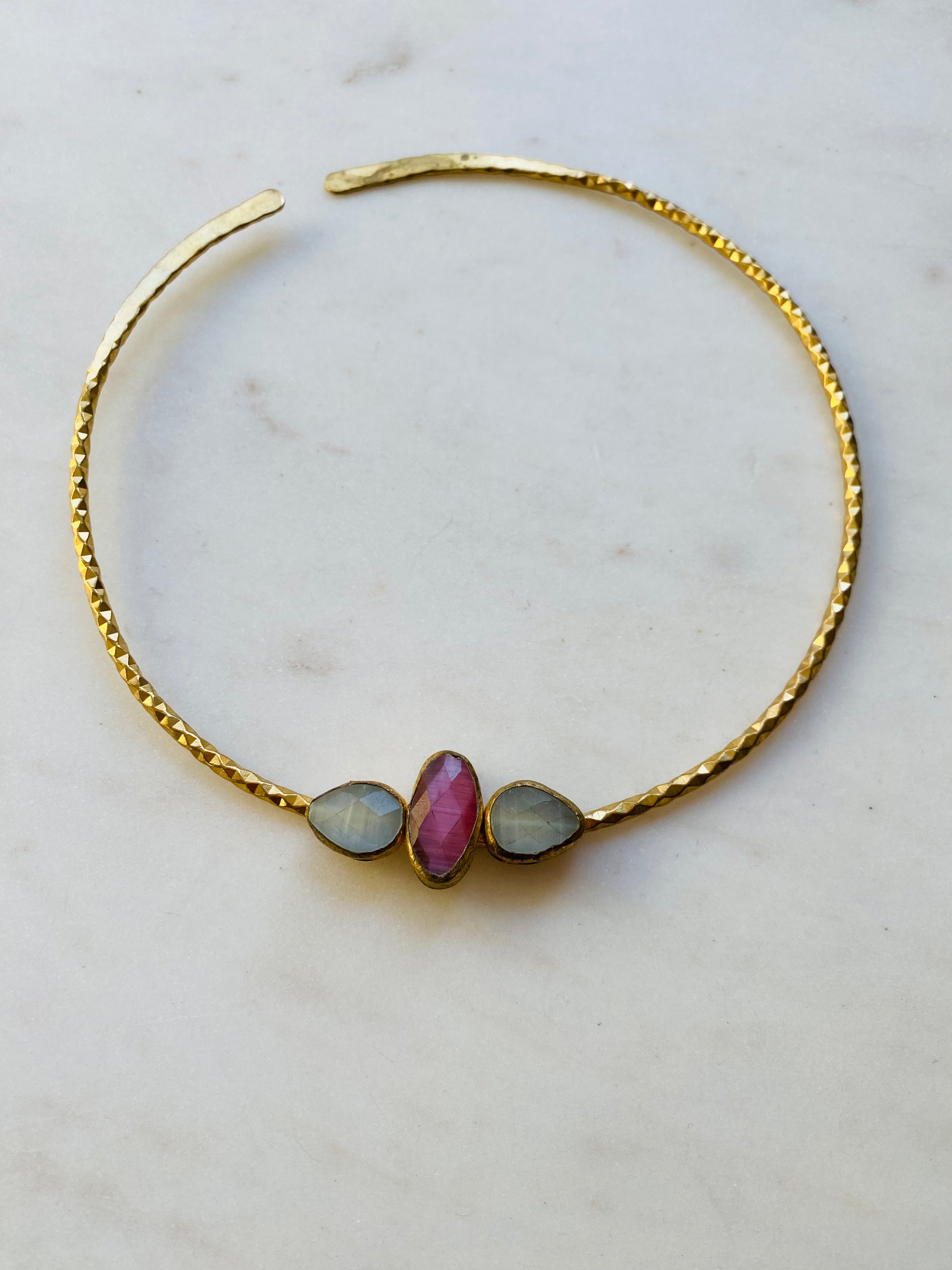 pink white gemstone necklace