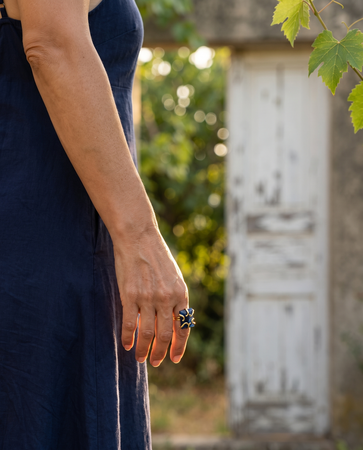 chunky night blue gemstone ring