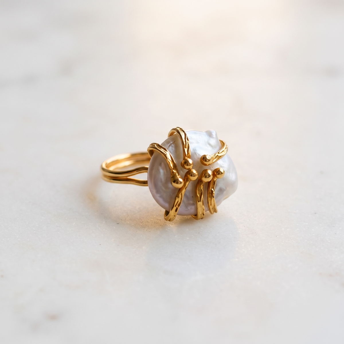 goldwired pearl ring