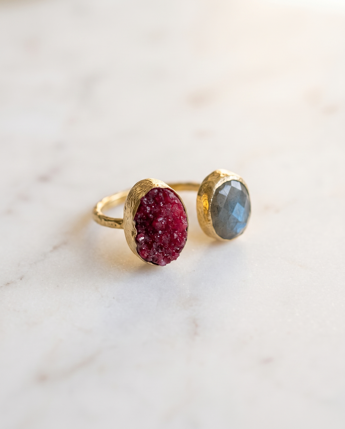 stone chemistry | druzy and labradorite ring