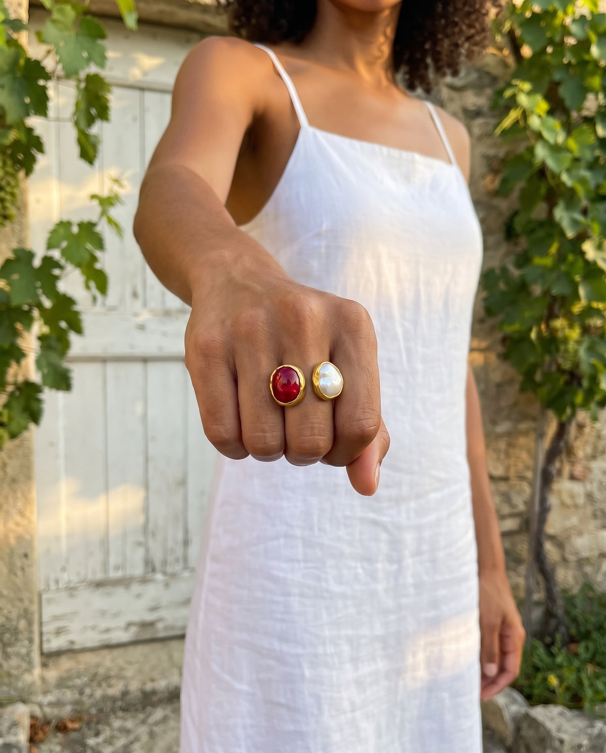 pearl meets coral | statement ring