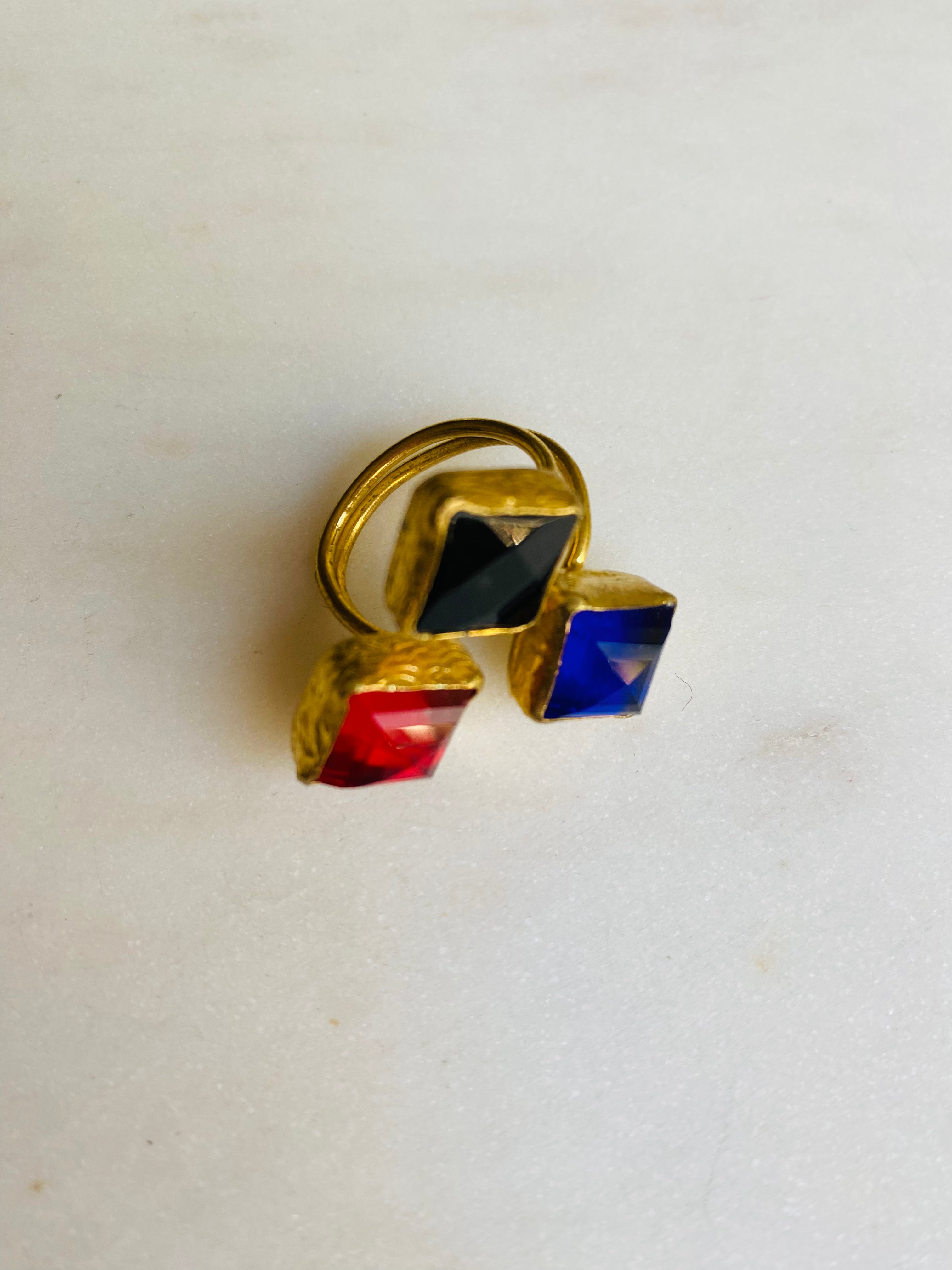 contrast colorful statement ring