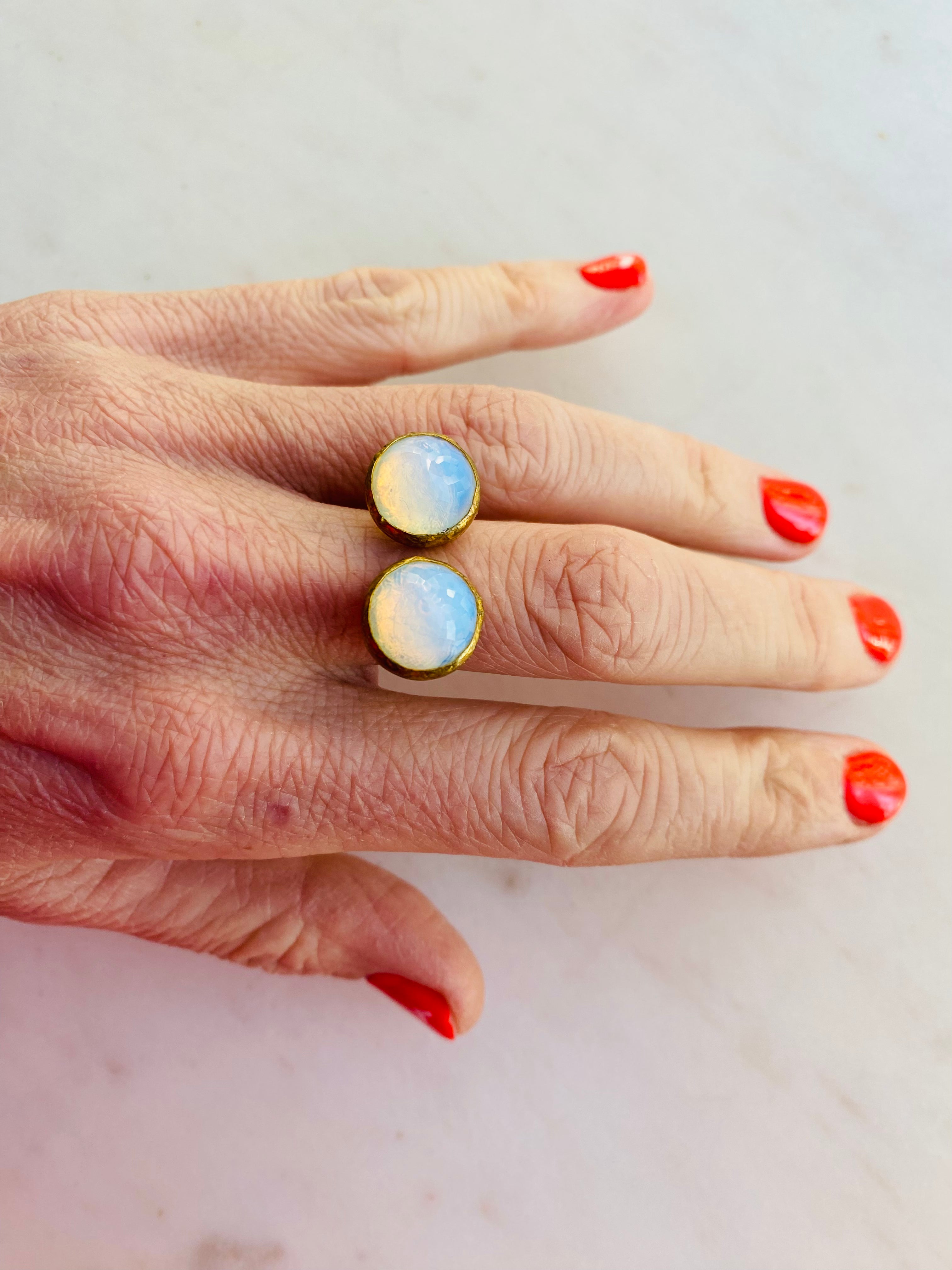 double moonstone ring