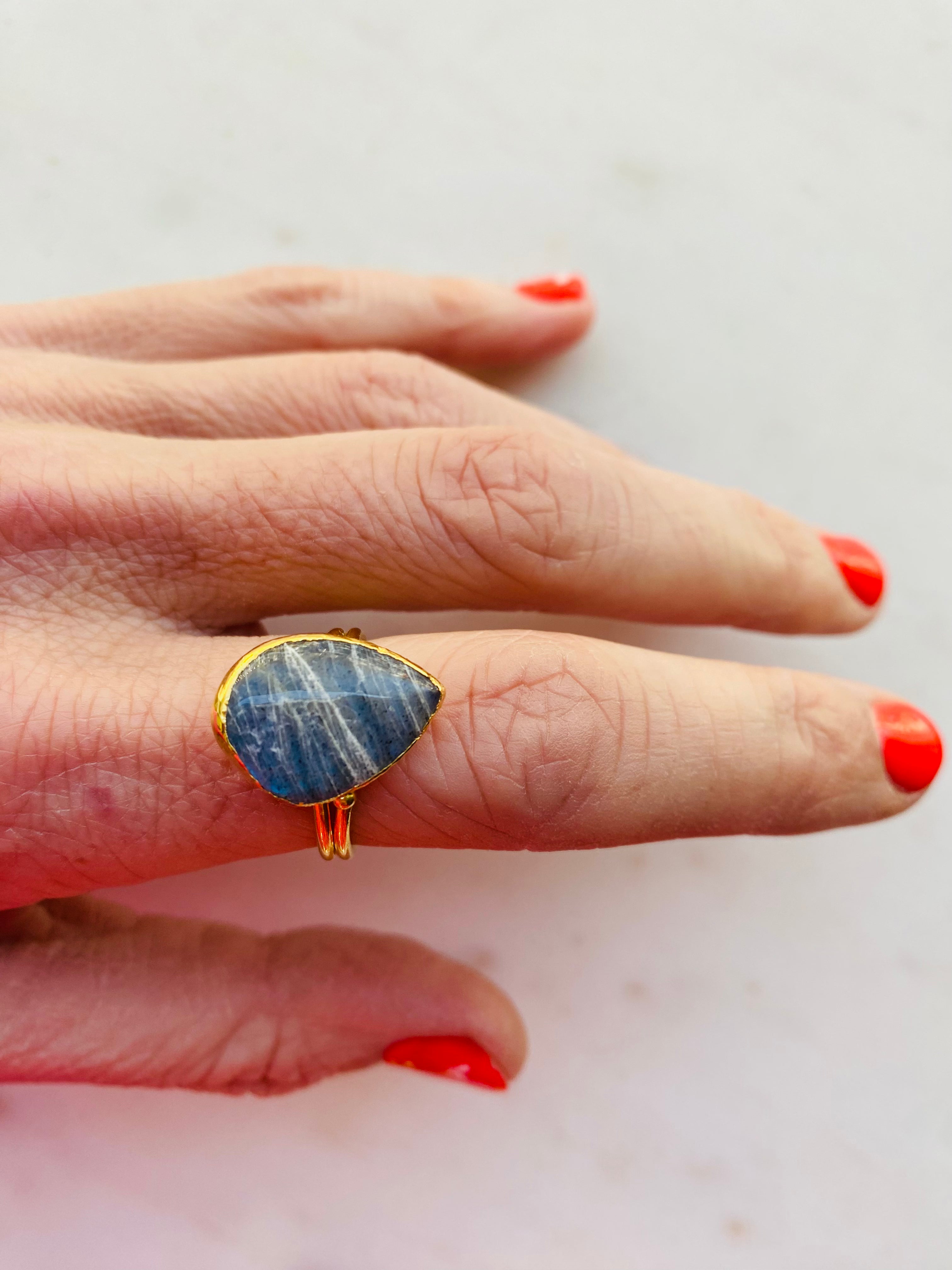 natural gemstone adjustable ring