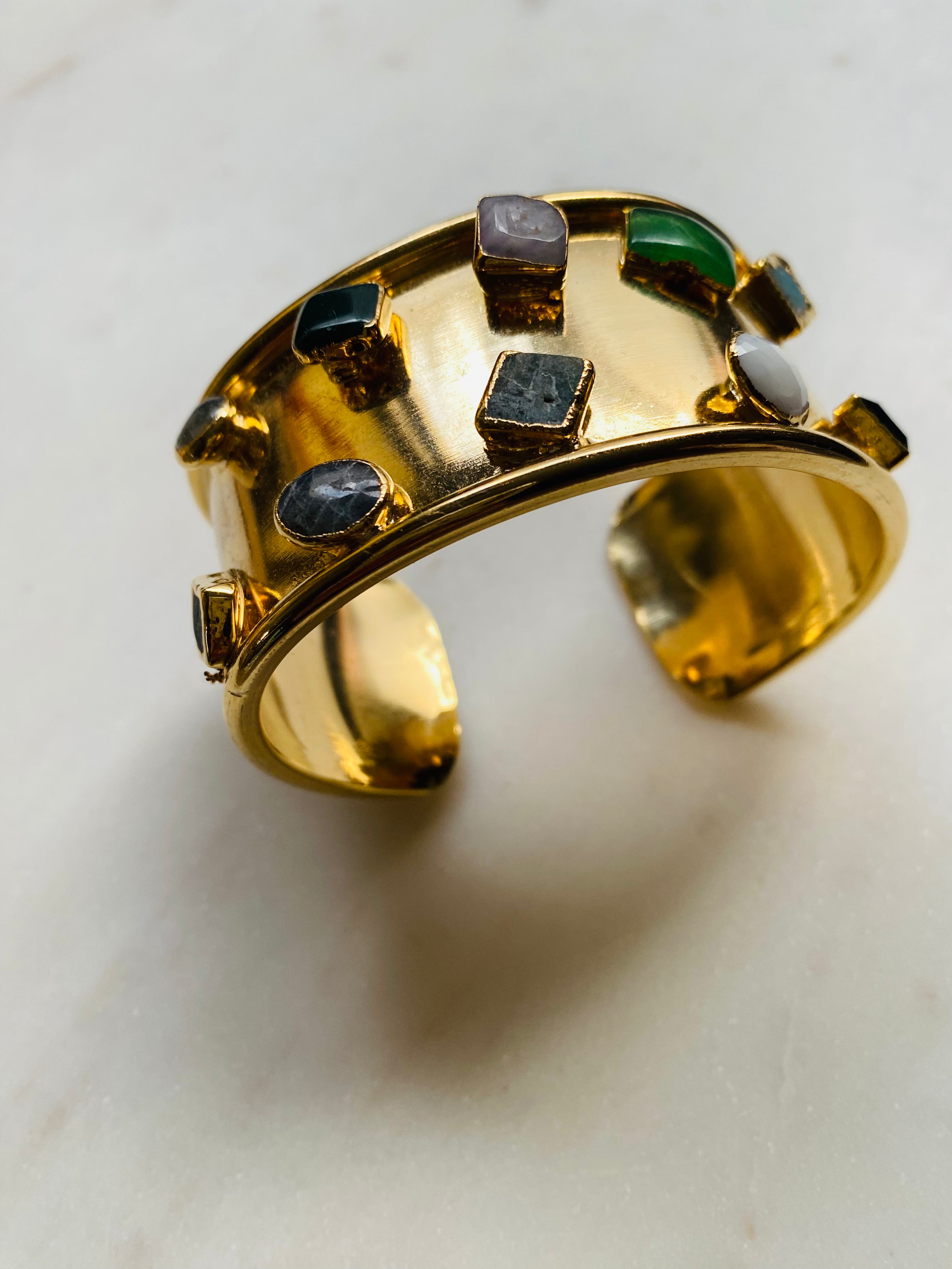 multi gemstone bracelet cuff