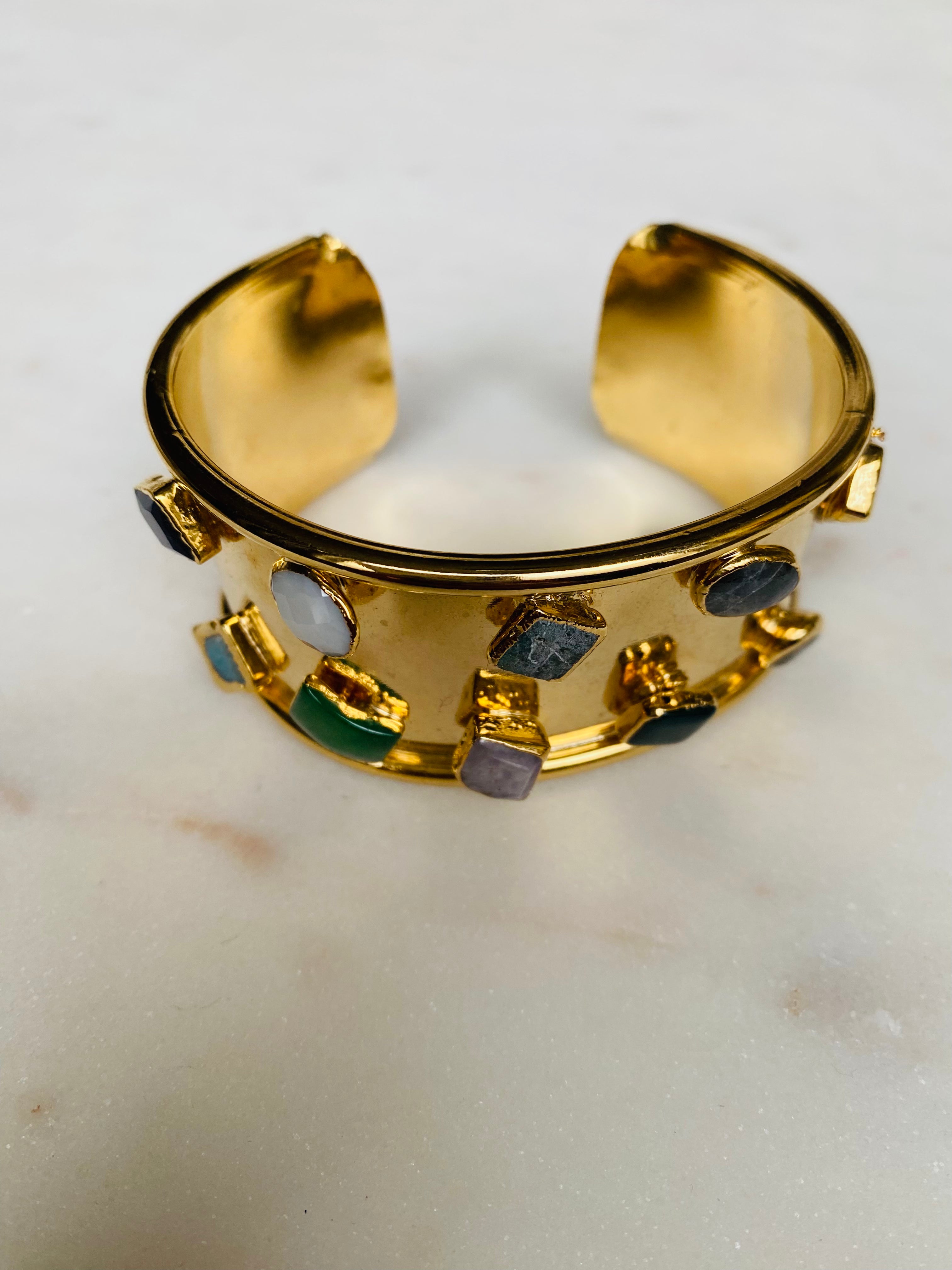 multi gemstone bracelet cuff