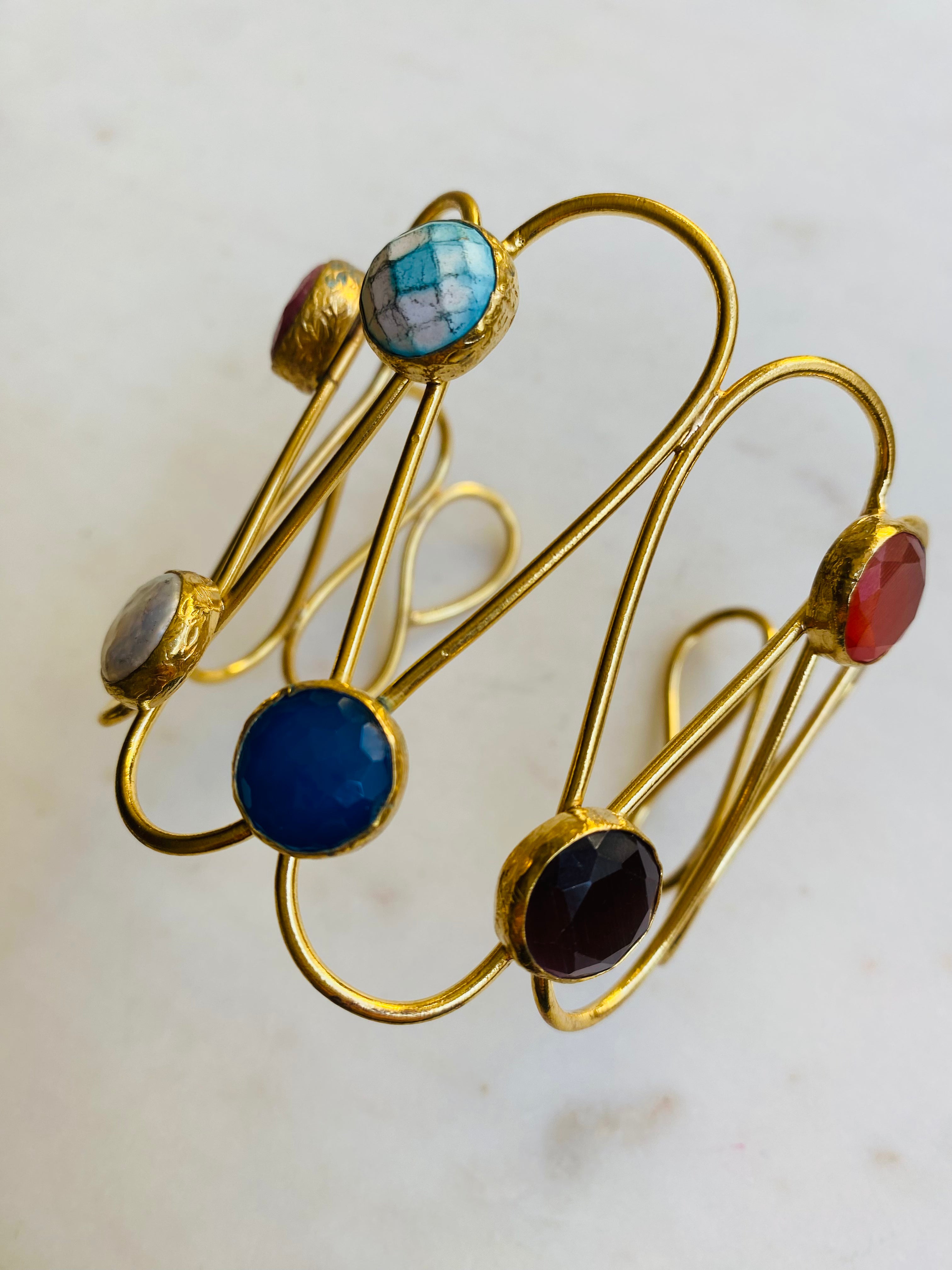 statement multi gemstone bracelet cuff