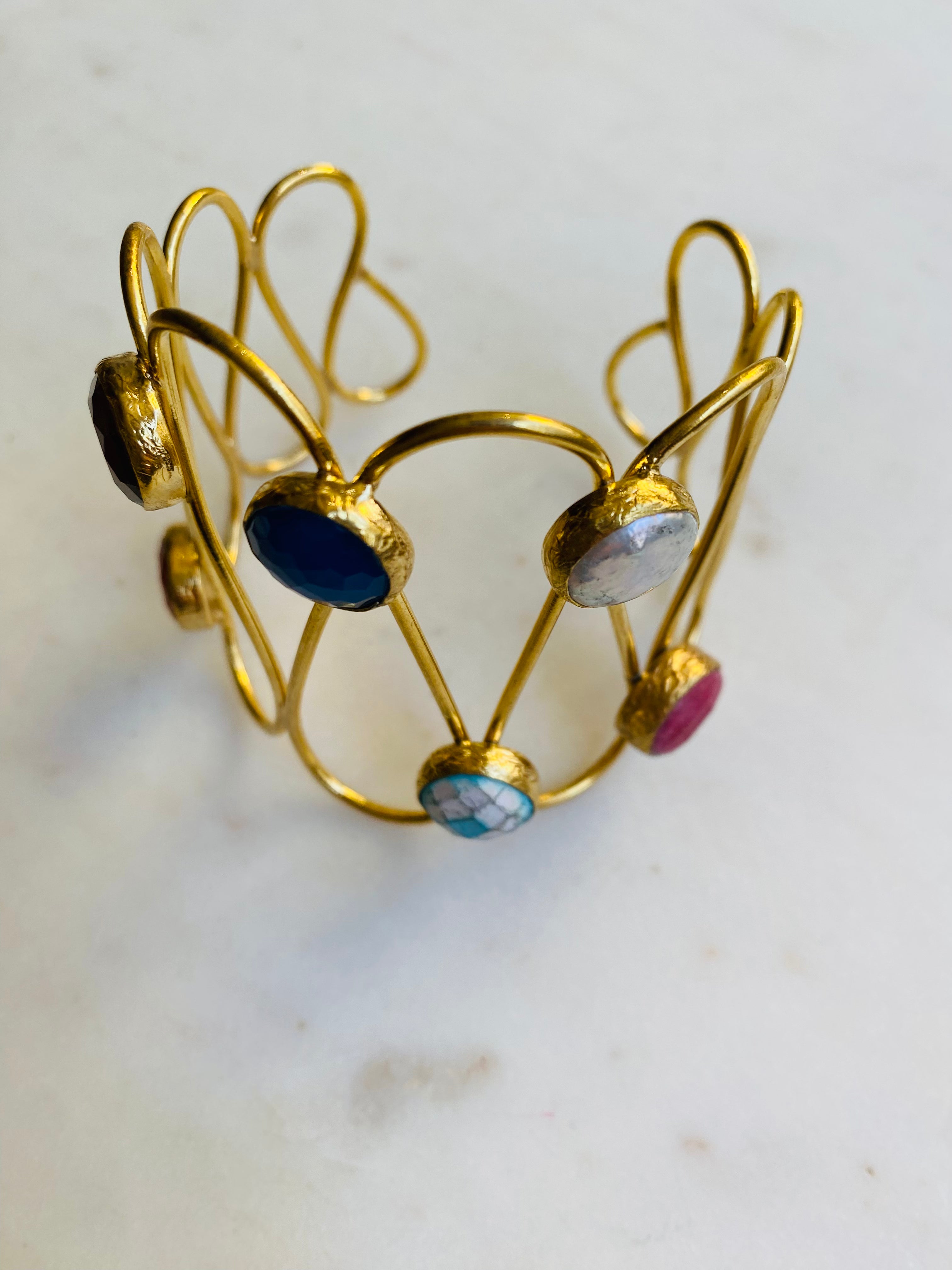statement multi gemstone bracelet cuff