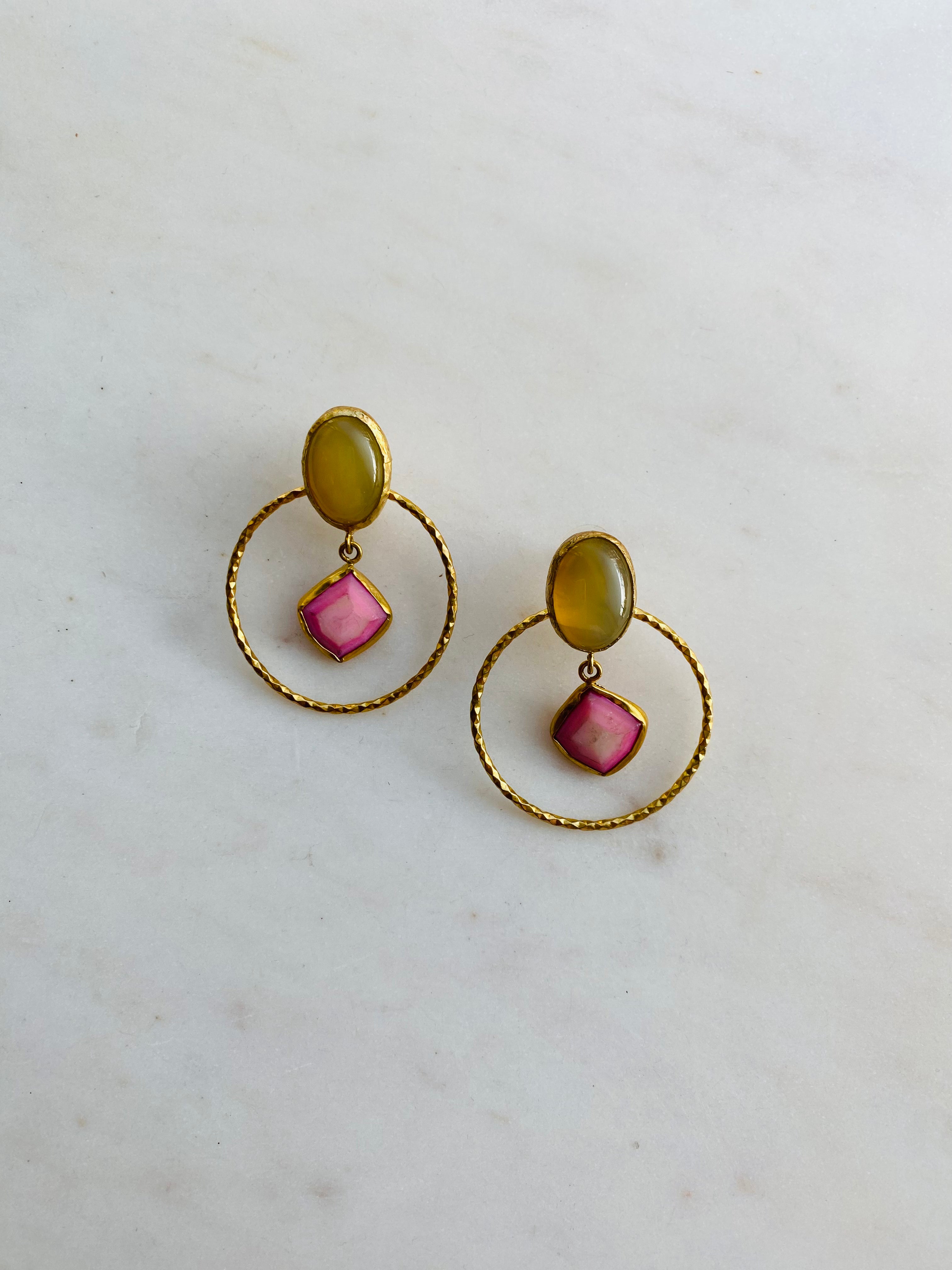 gemstone hoop earrings