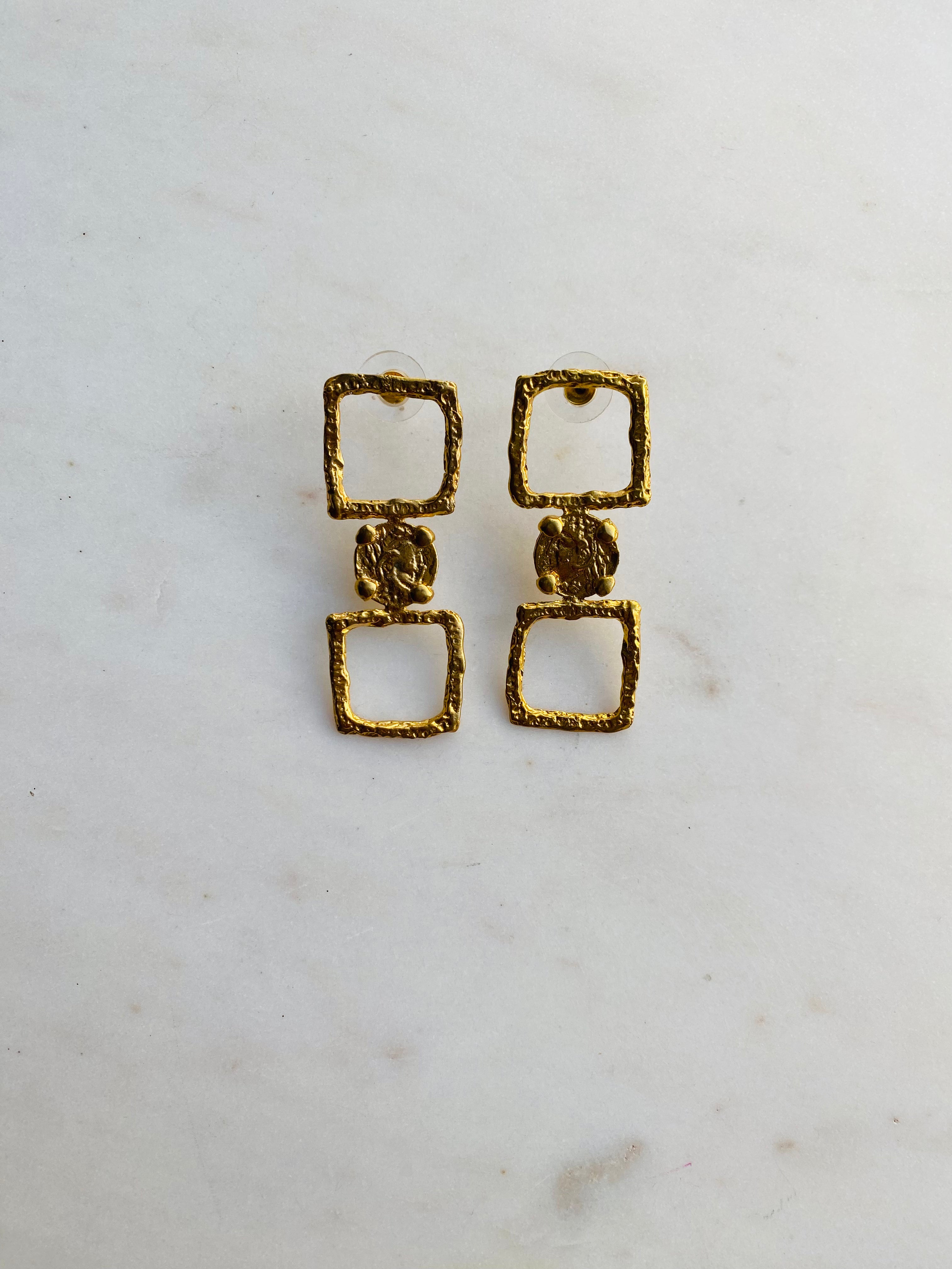 Versace inspired gold earrings