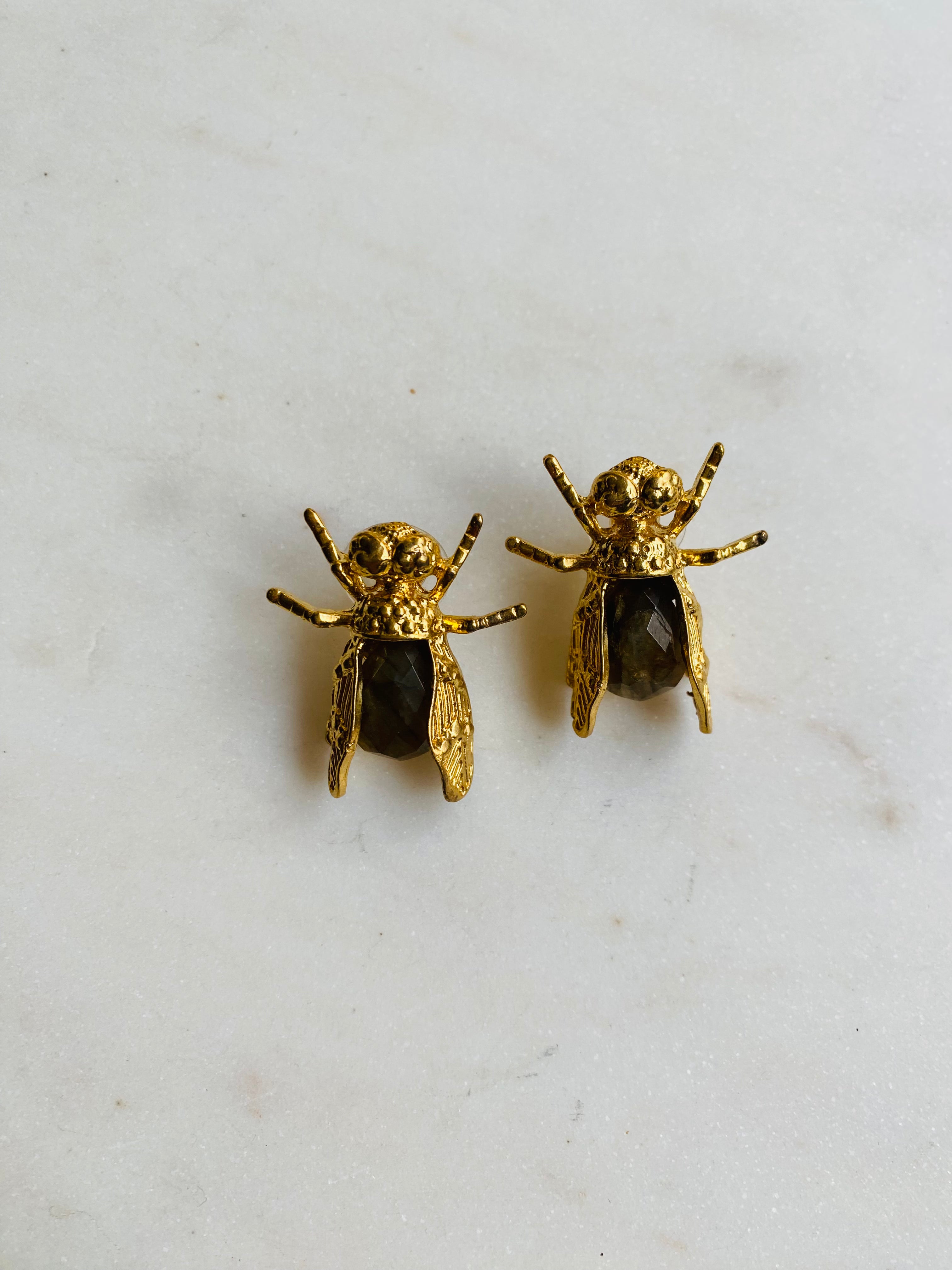 insect gemstone stud earrings