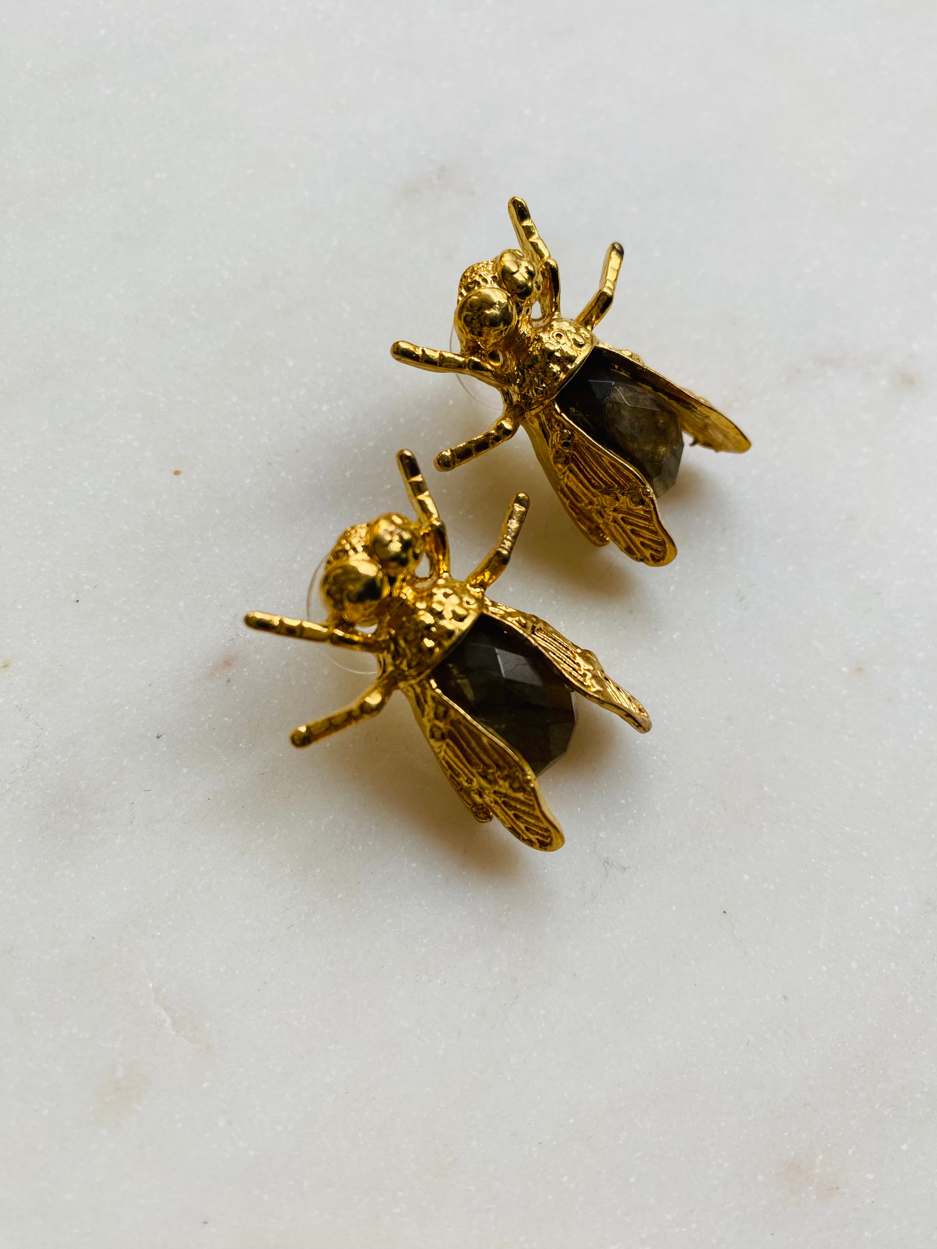 insect gemstone stud earrings