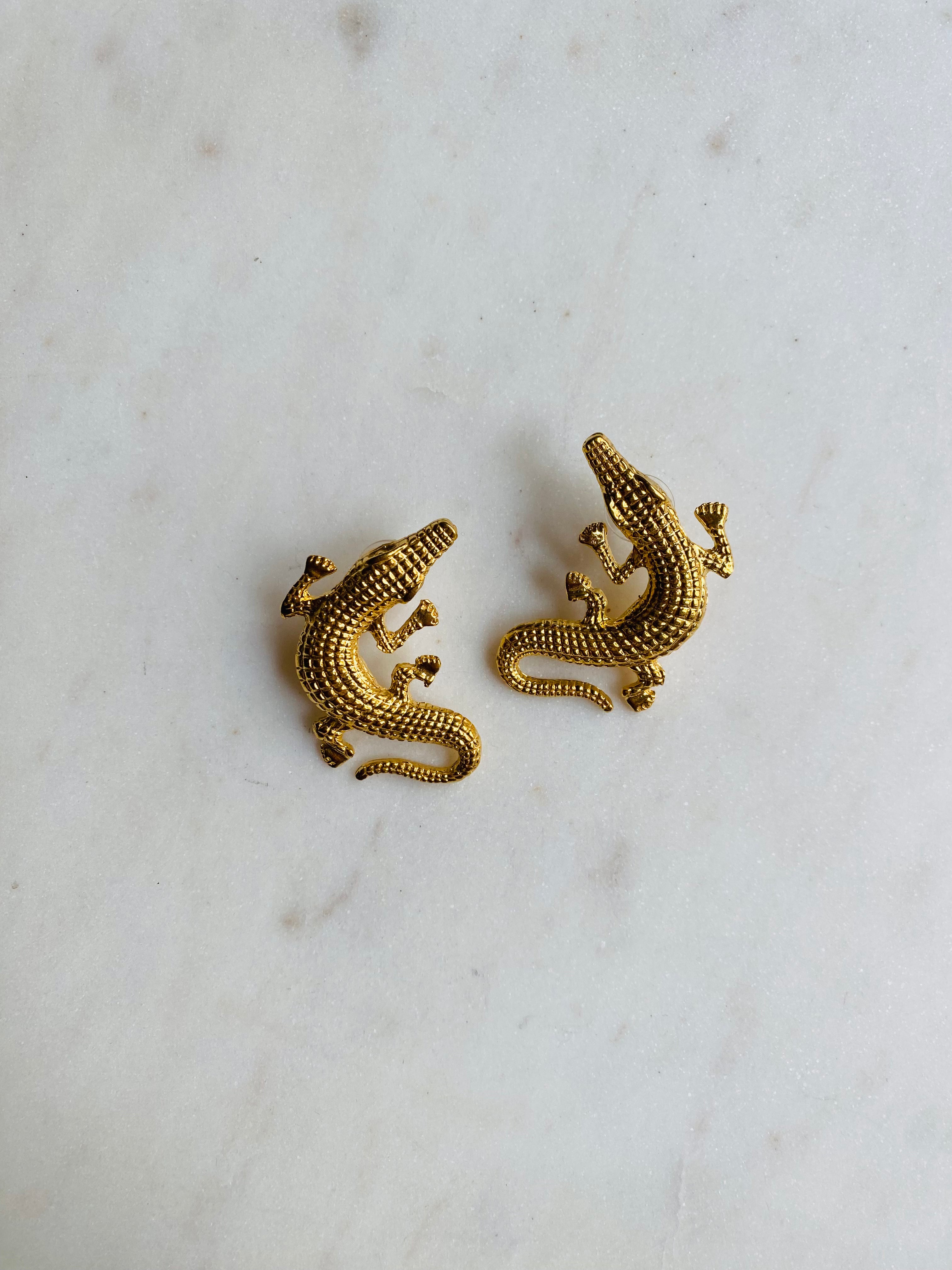 crocodile swirl earrings