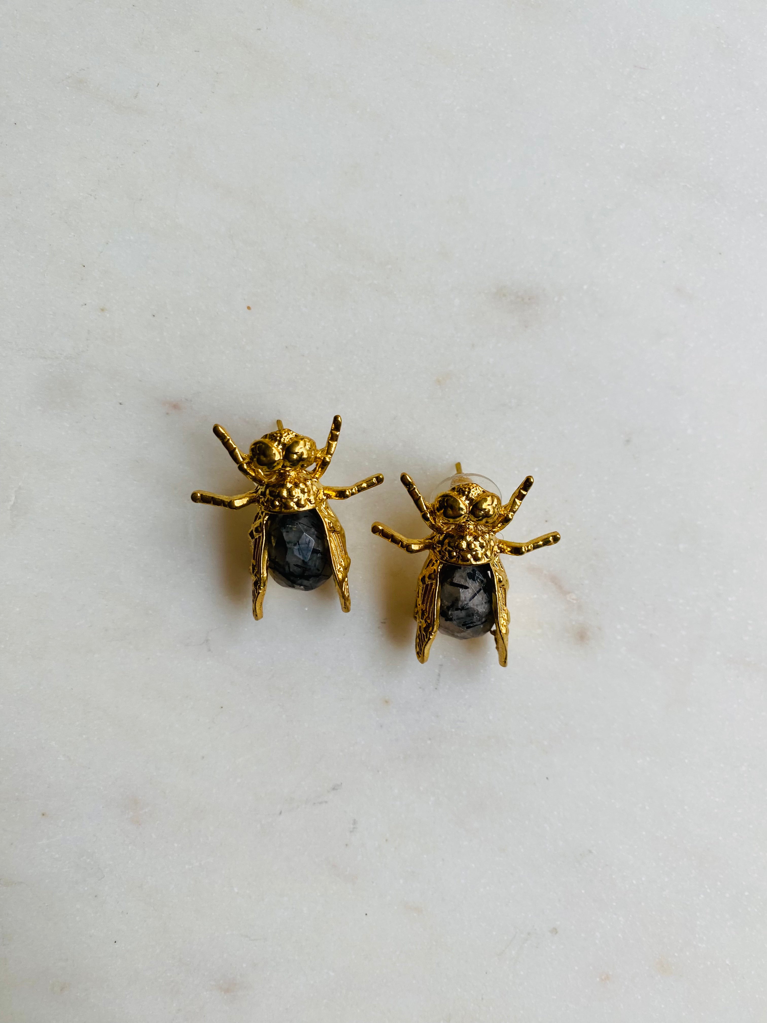 gemstone insect stud earrings