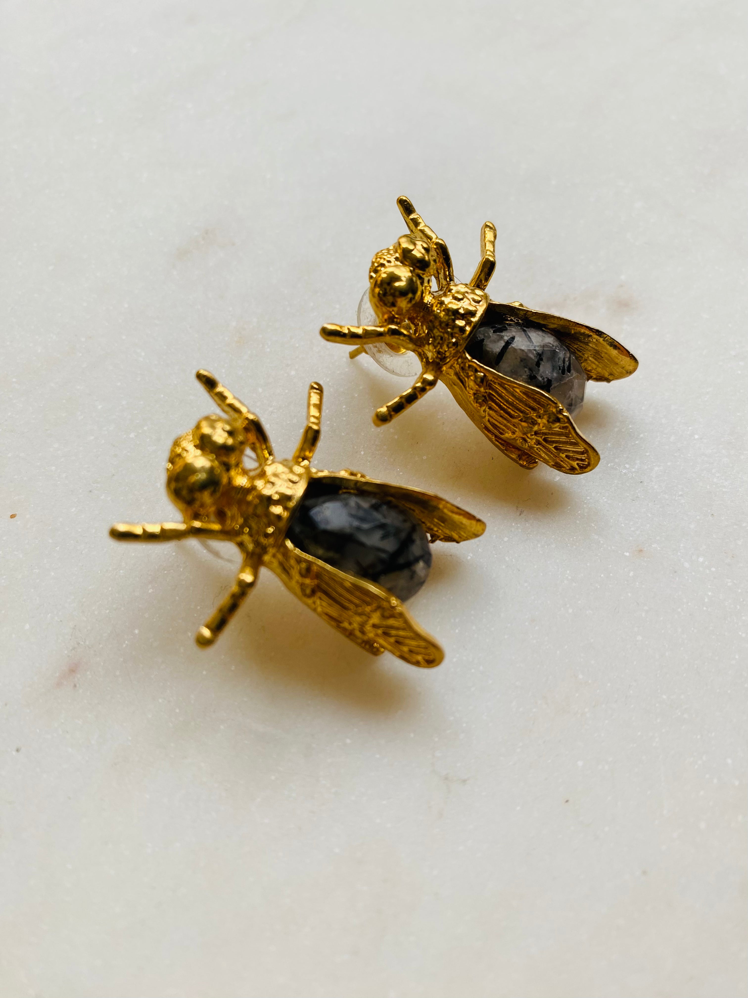 gemstone insect stud earrings