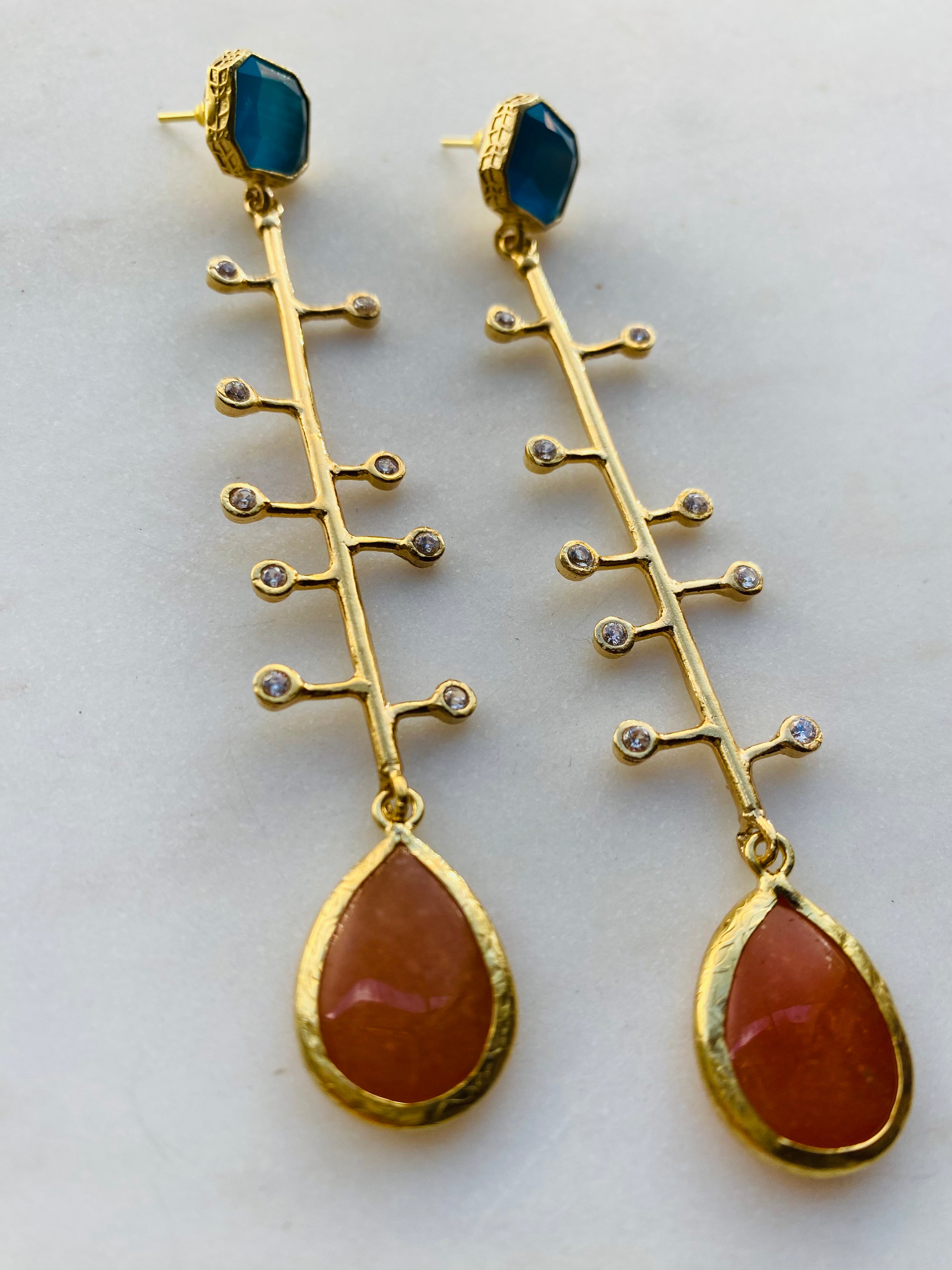 ultra long gemstone earrings