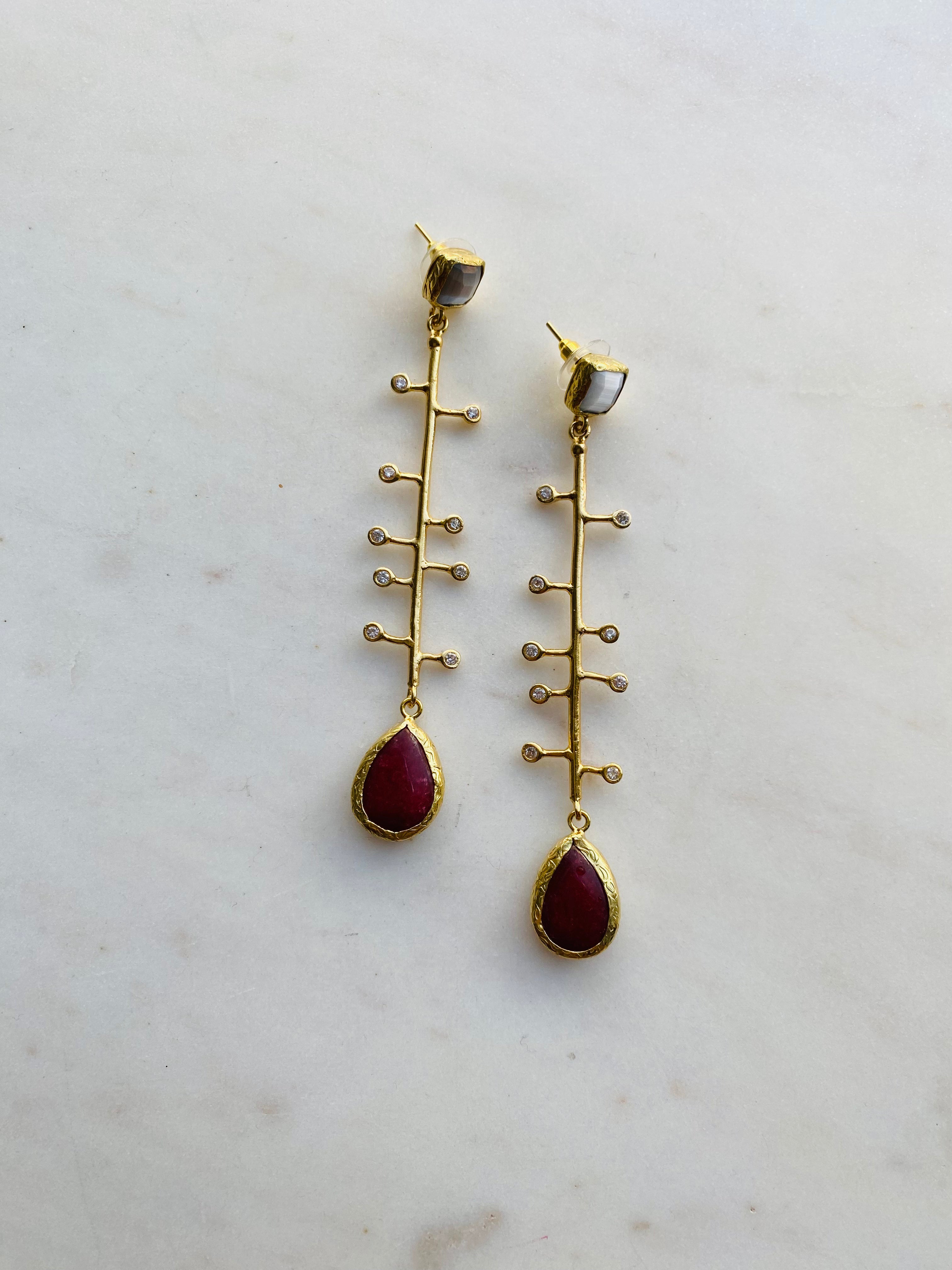 ultra longdrop gemstone earrings
