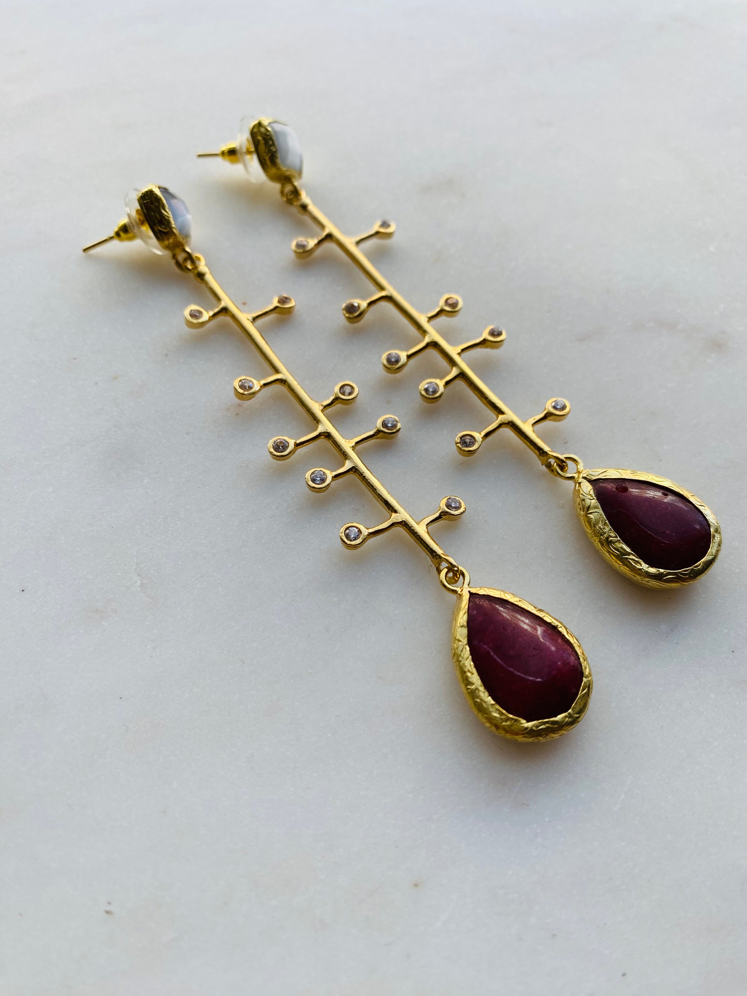 ultra longdrop gemstone earrings