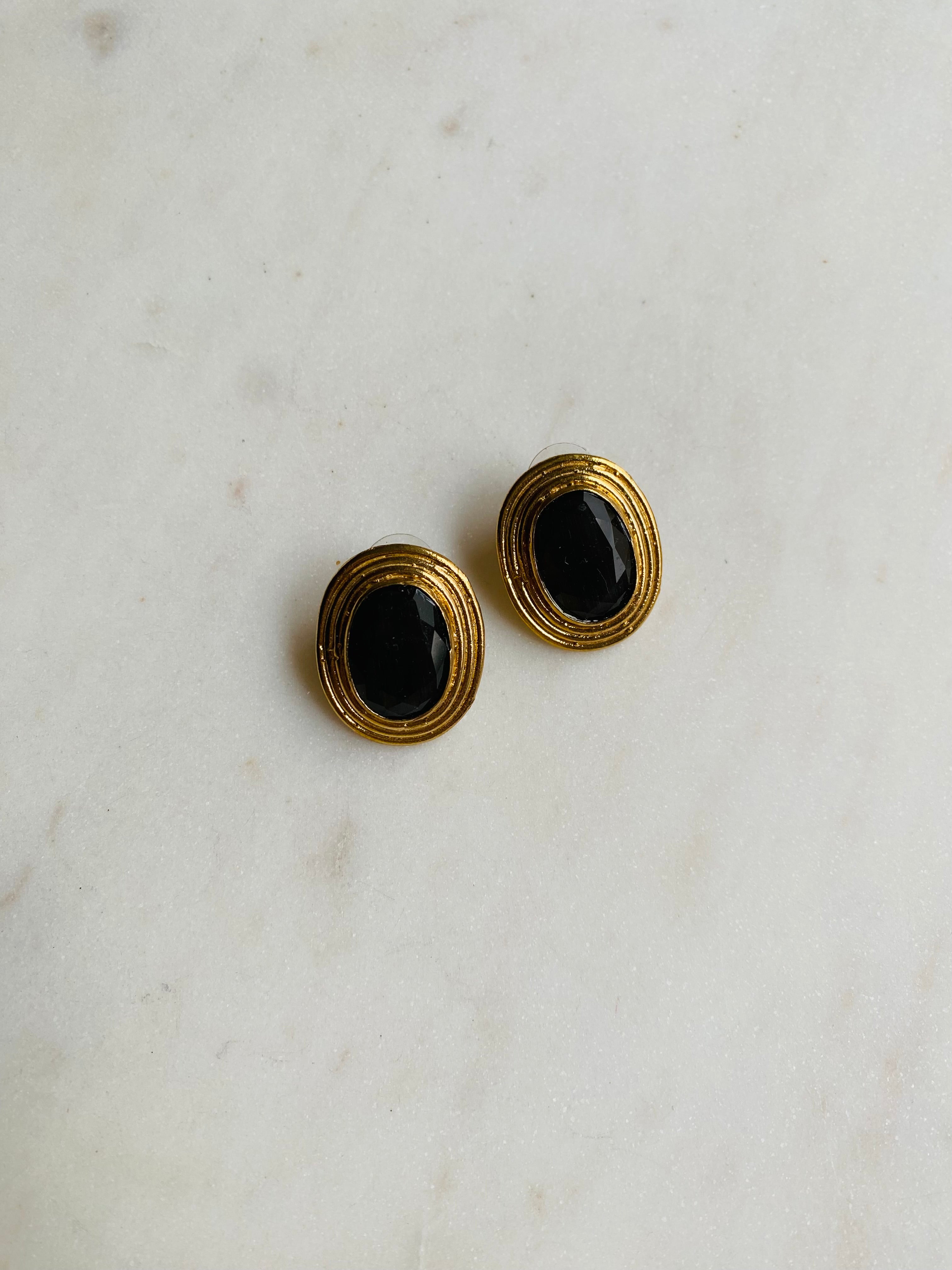 grey / black gemstone earring studs