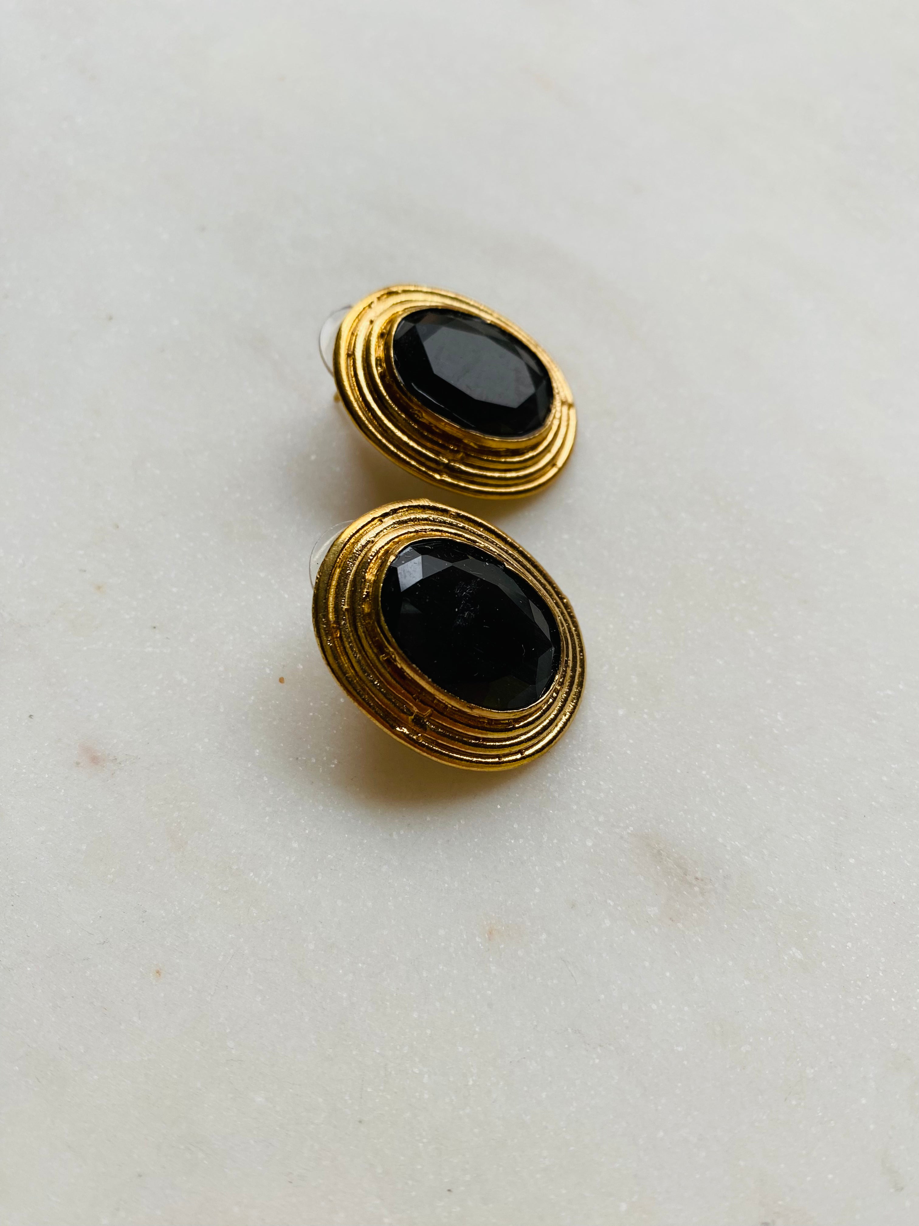 grey / black gemstone earring studs