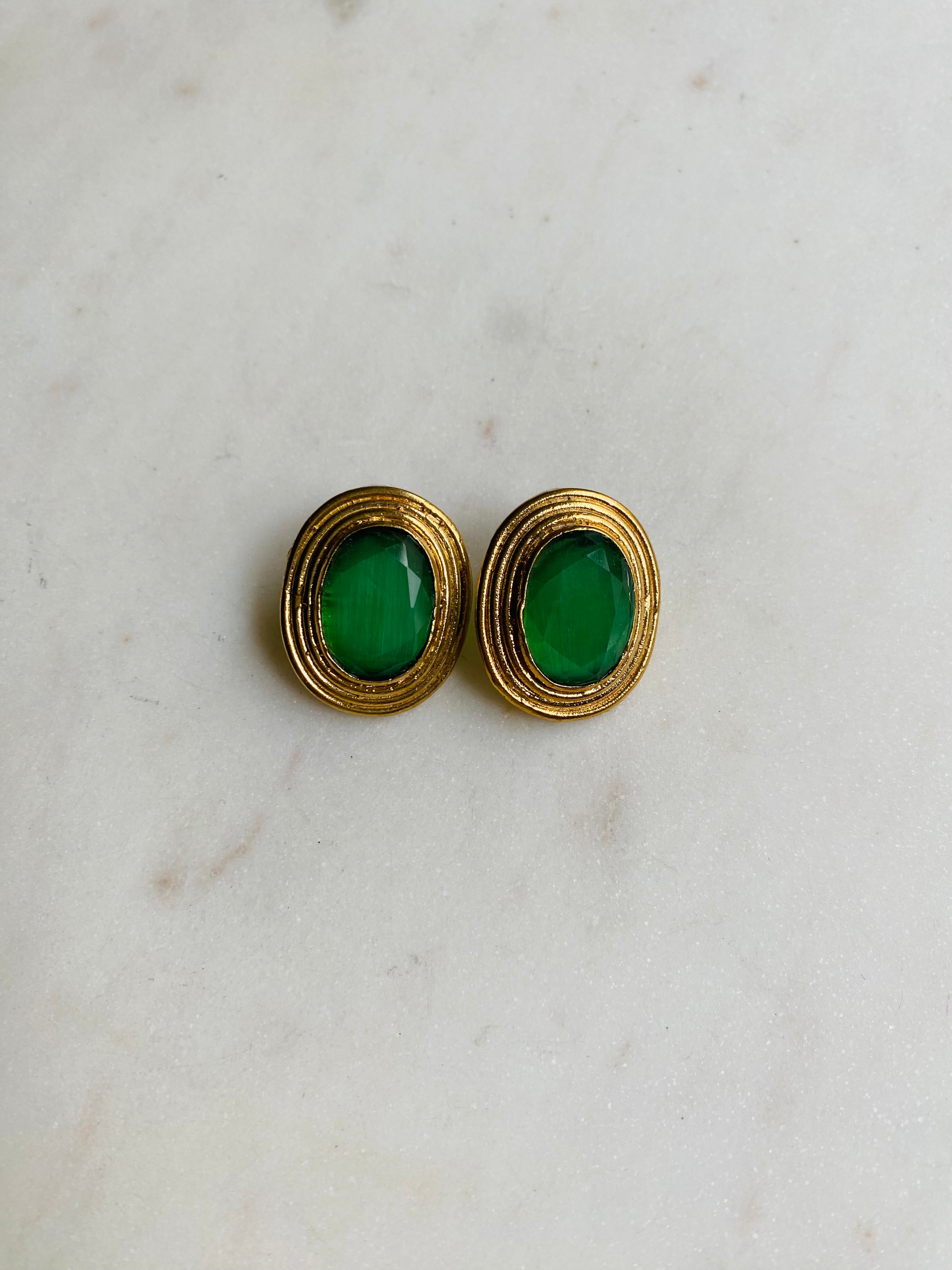 emerald green stud earrings