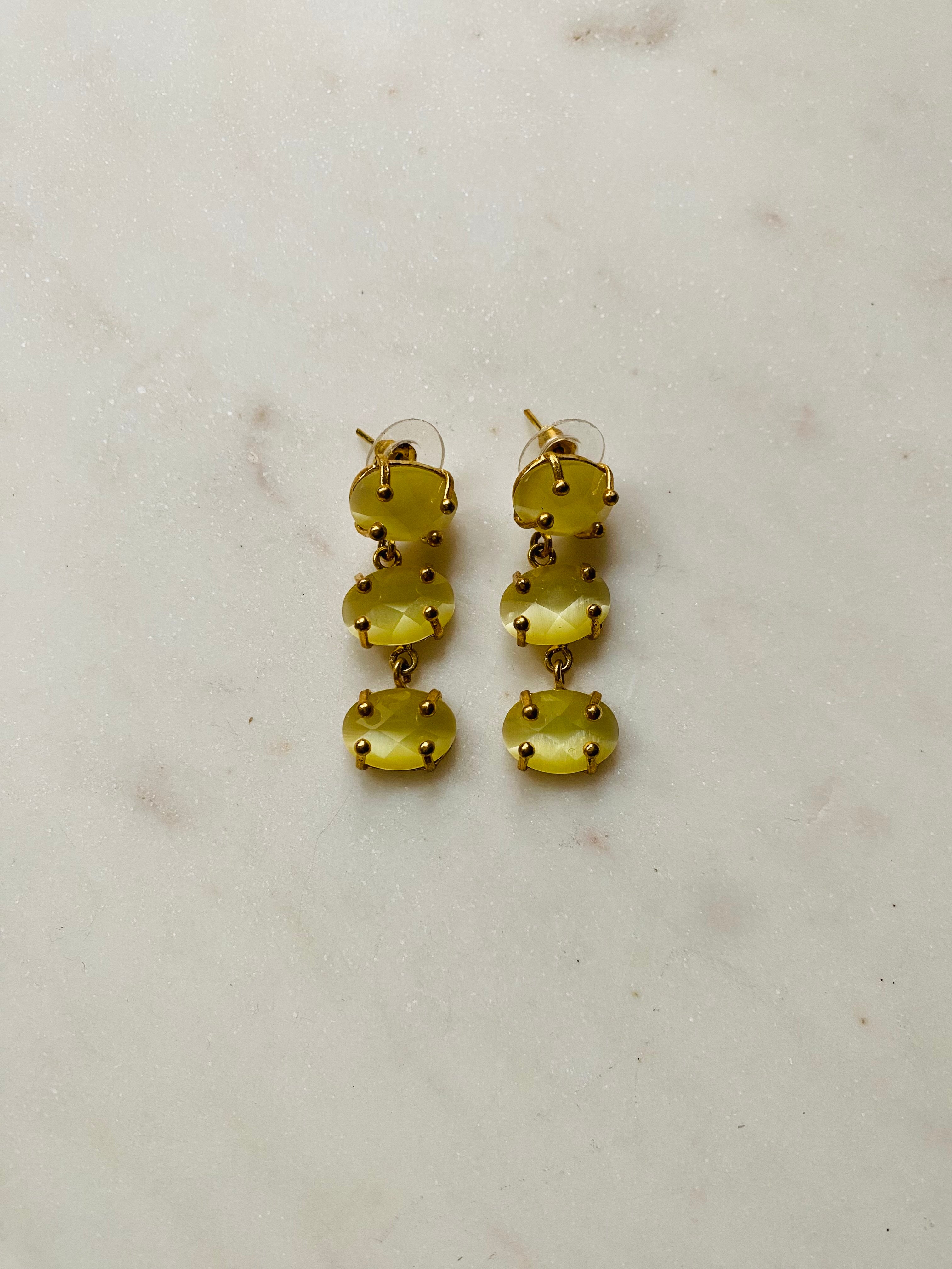 yellow longdrop gemstone earrings