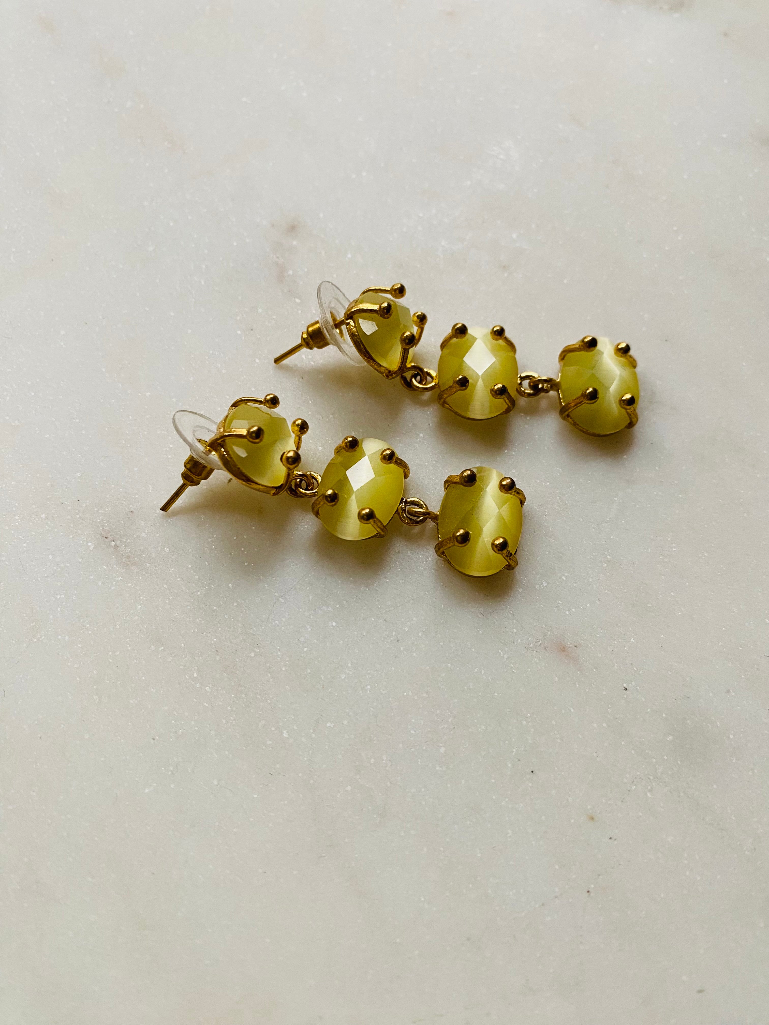 yellow longdrop gemstone earrings