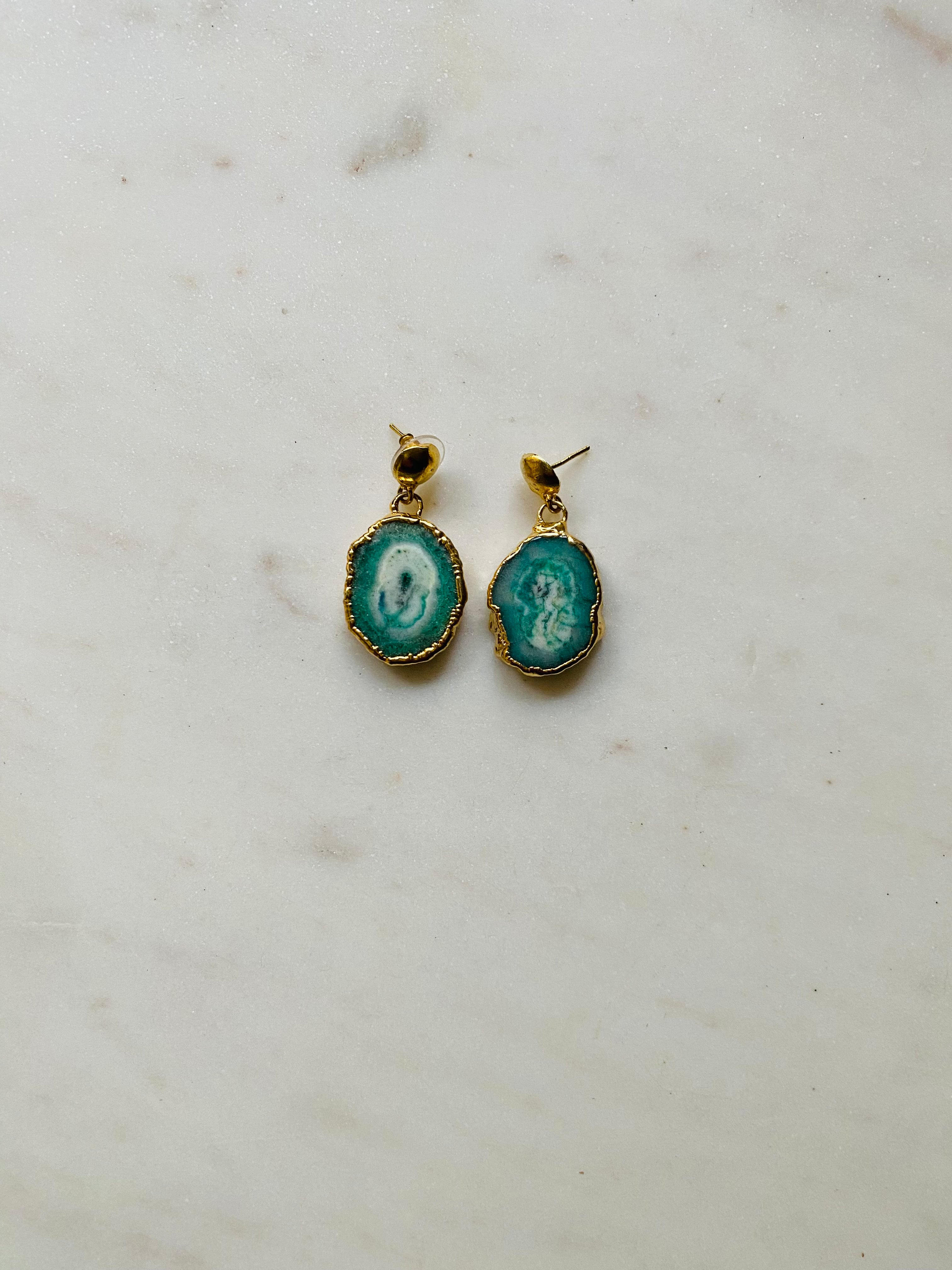 green natural gemstone earrings