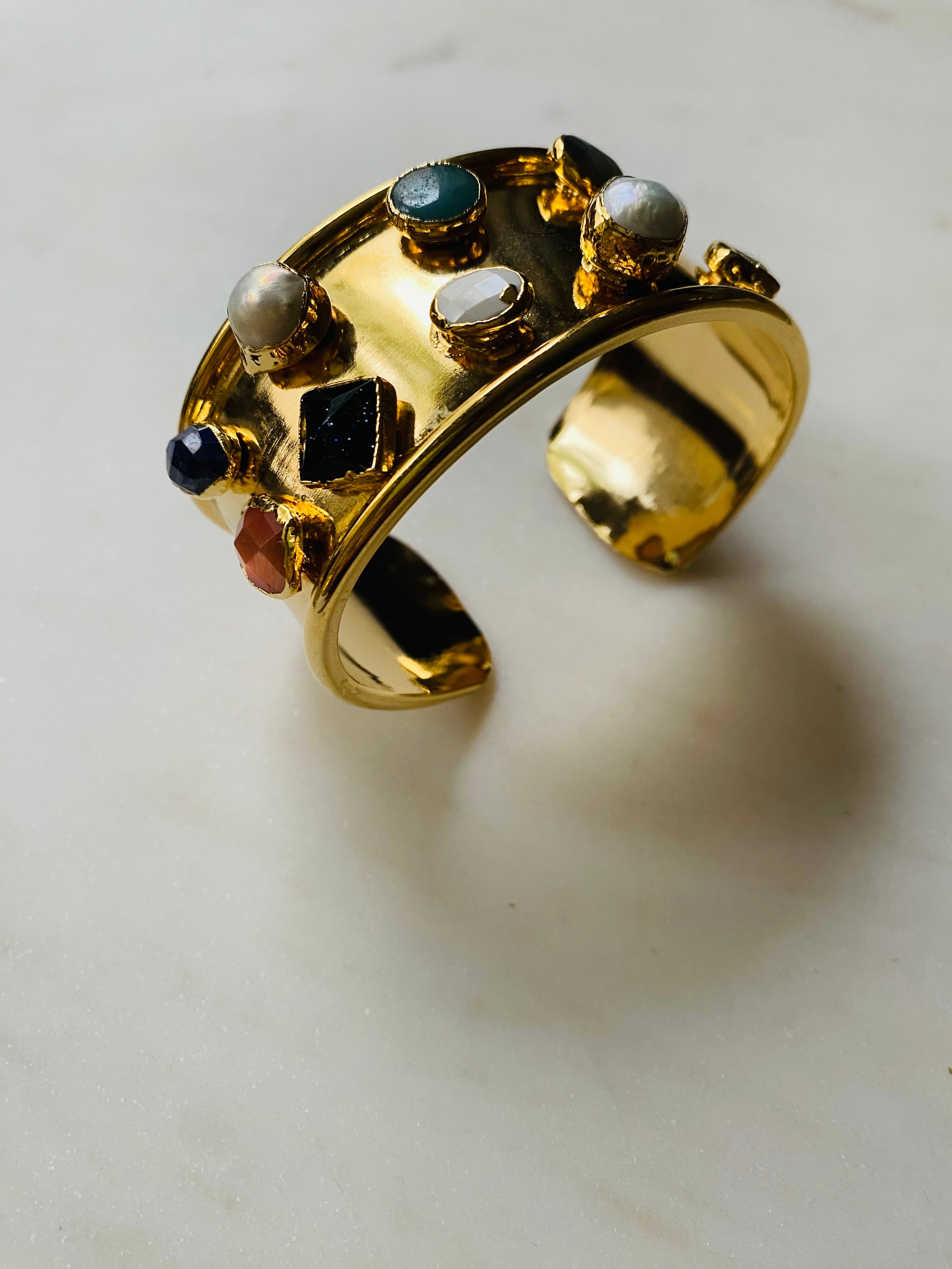 multi gemstone bracelet cuff