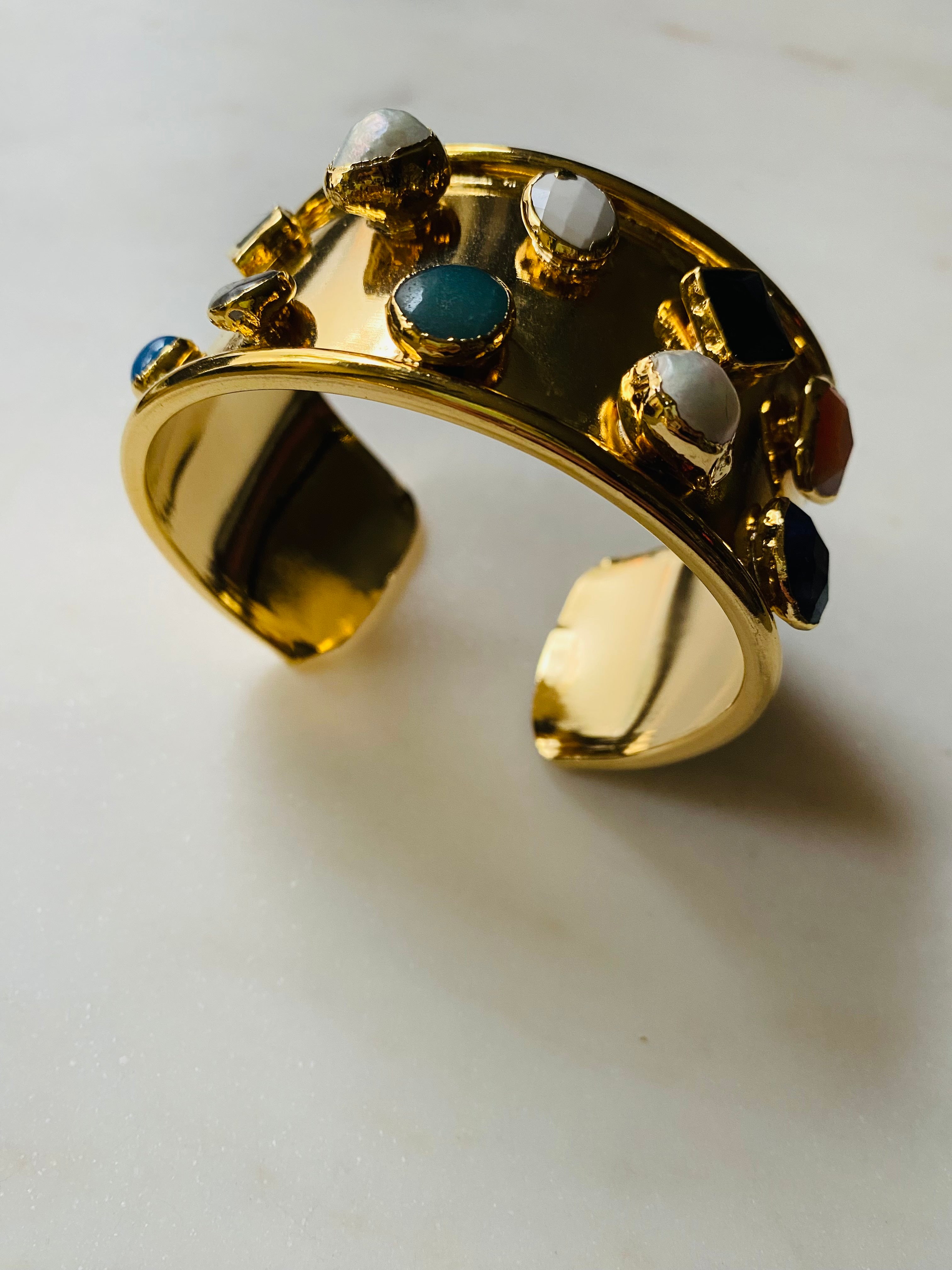 multi gemstone bracelet cuff