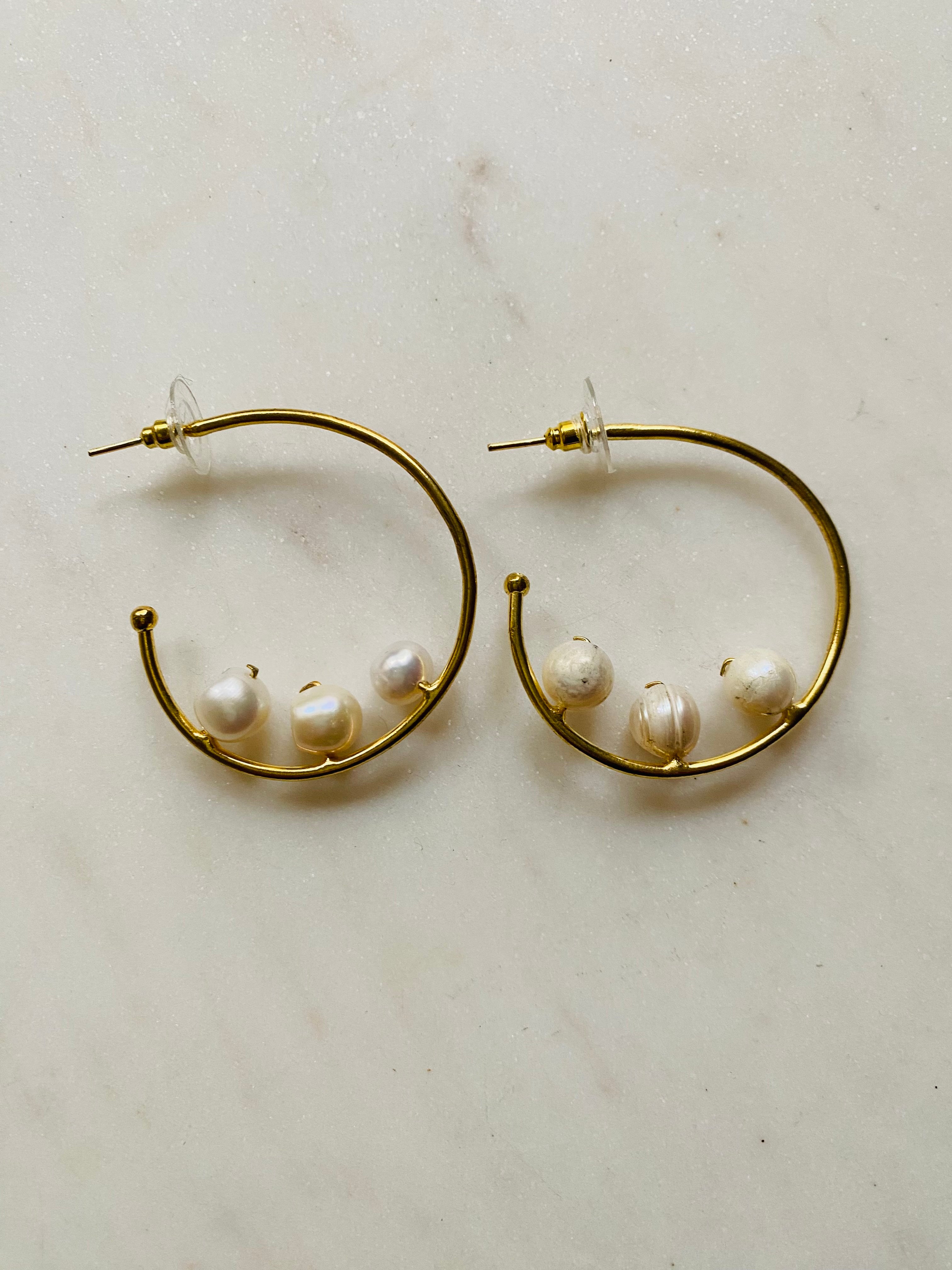 pearl hoop earrings